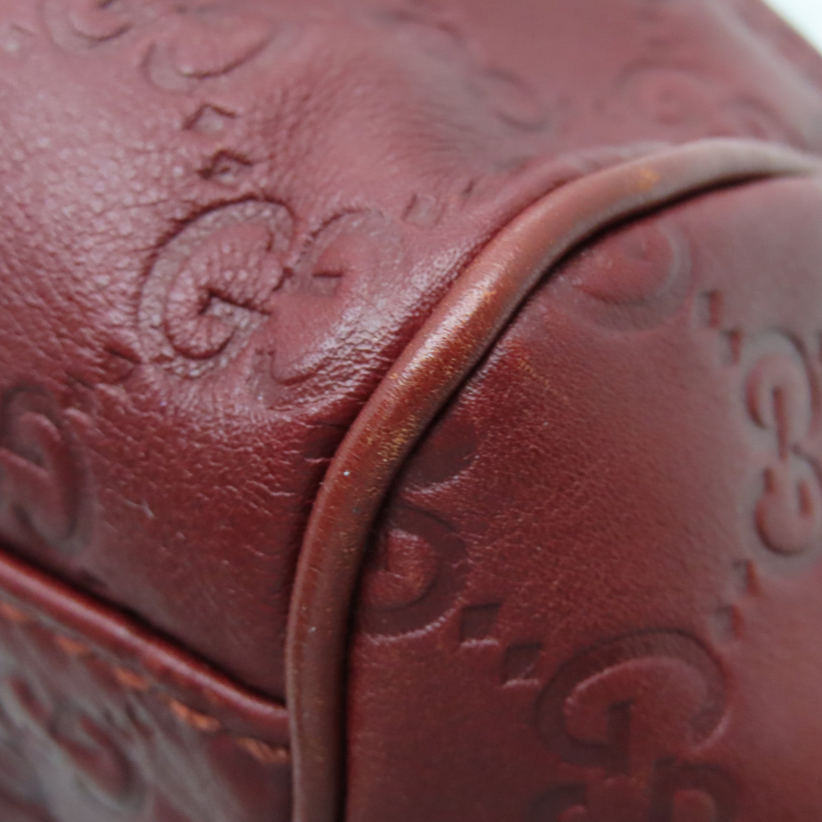 GUCCI Cowhide Leather Shoulder Bag Silver Buckle Handle Shoulder Bag Red
