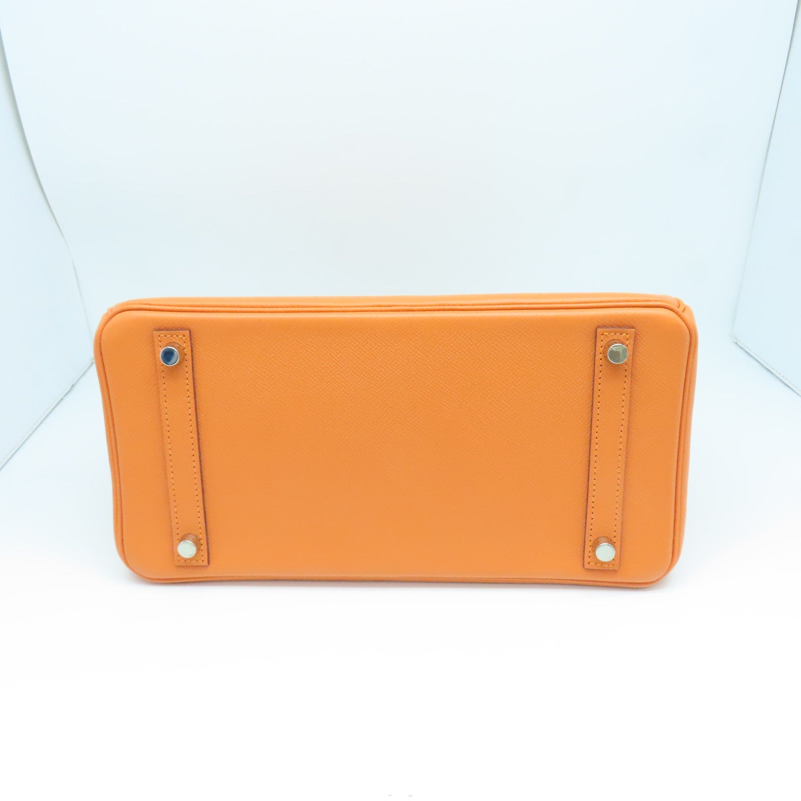HERMES 【激減優惠】Veau Epsom皮革Birkin 30銀扣手挽袋橙色