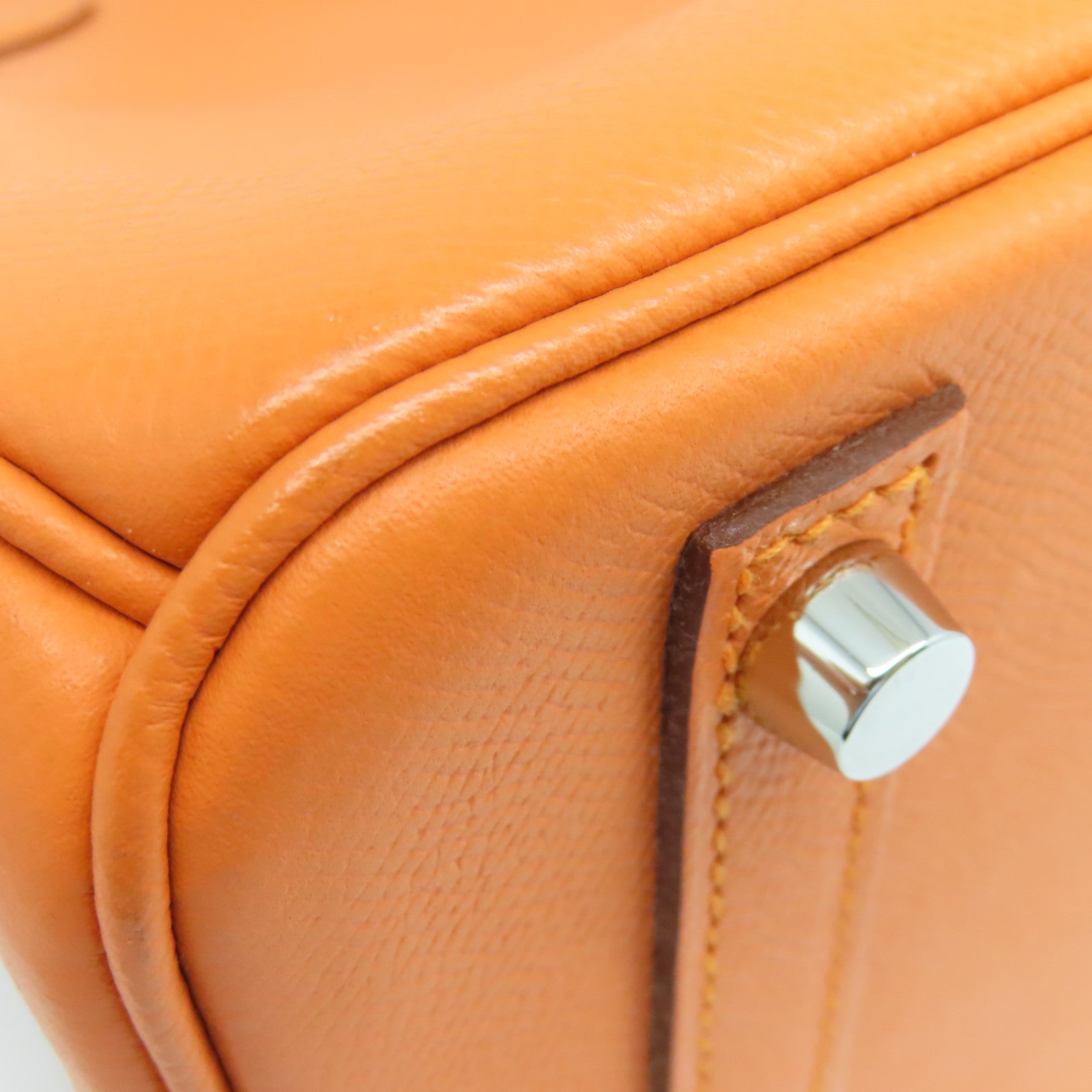 HERMES 【激減優惠】Veau Epsom皮革Birkin 30銀扣手挽袋橙色