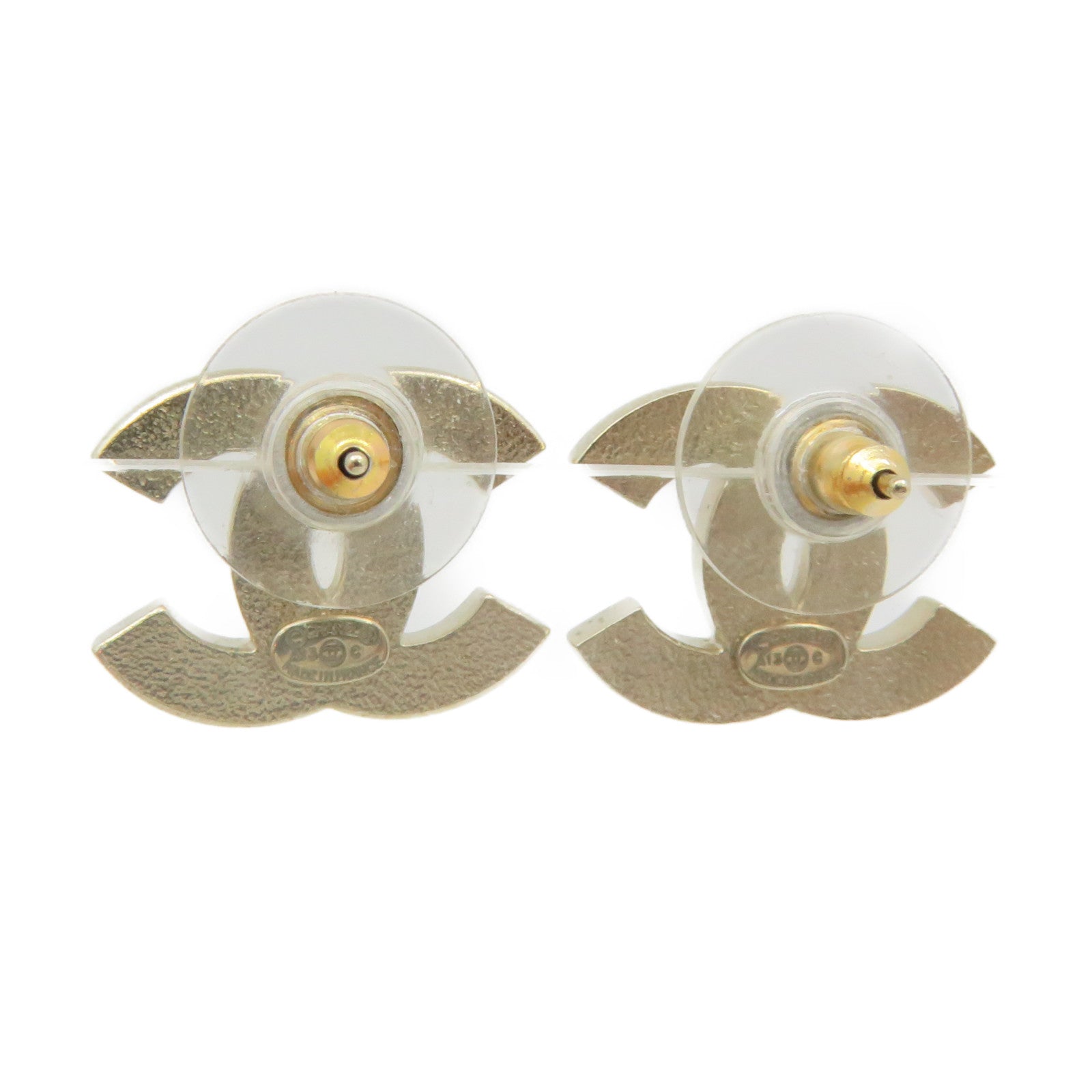CHANEL Metal CC Earrings Off White/Pink