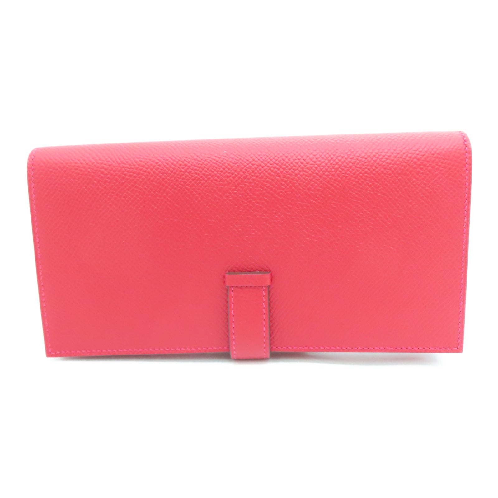 HERMES Veau Epsom皮革Bearn W Snap银扣钱包法拉利红色