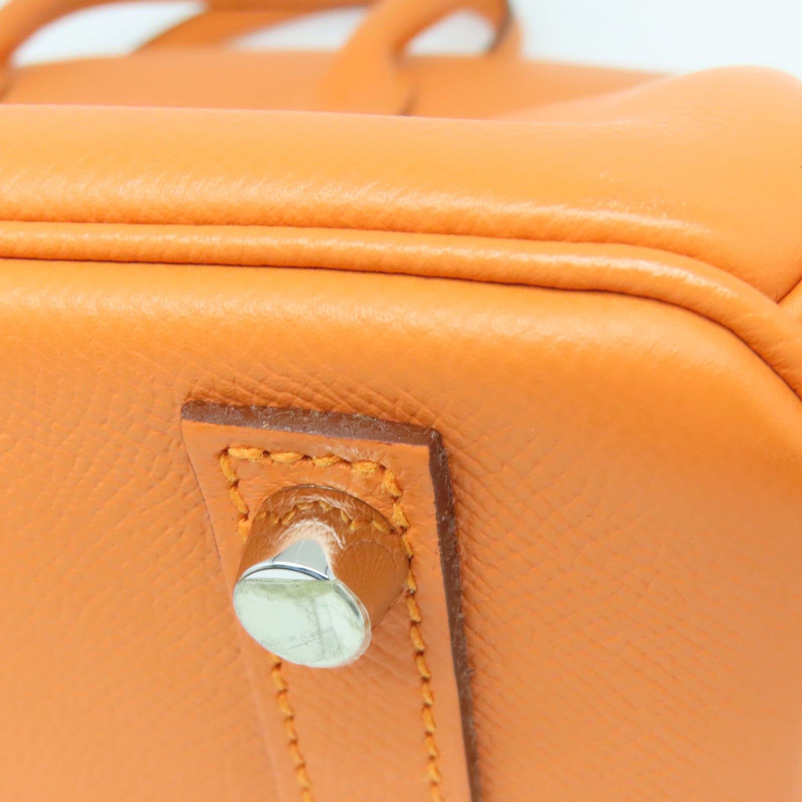 HERMES 【激減優惠】Veau Epsom皮革Birkin 30銀扣手挽袋橙色