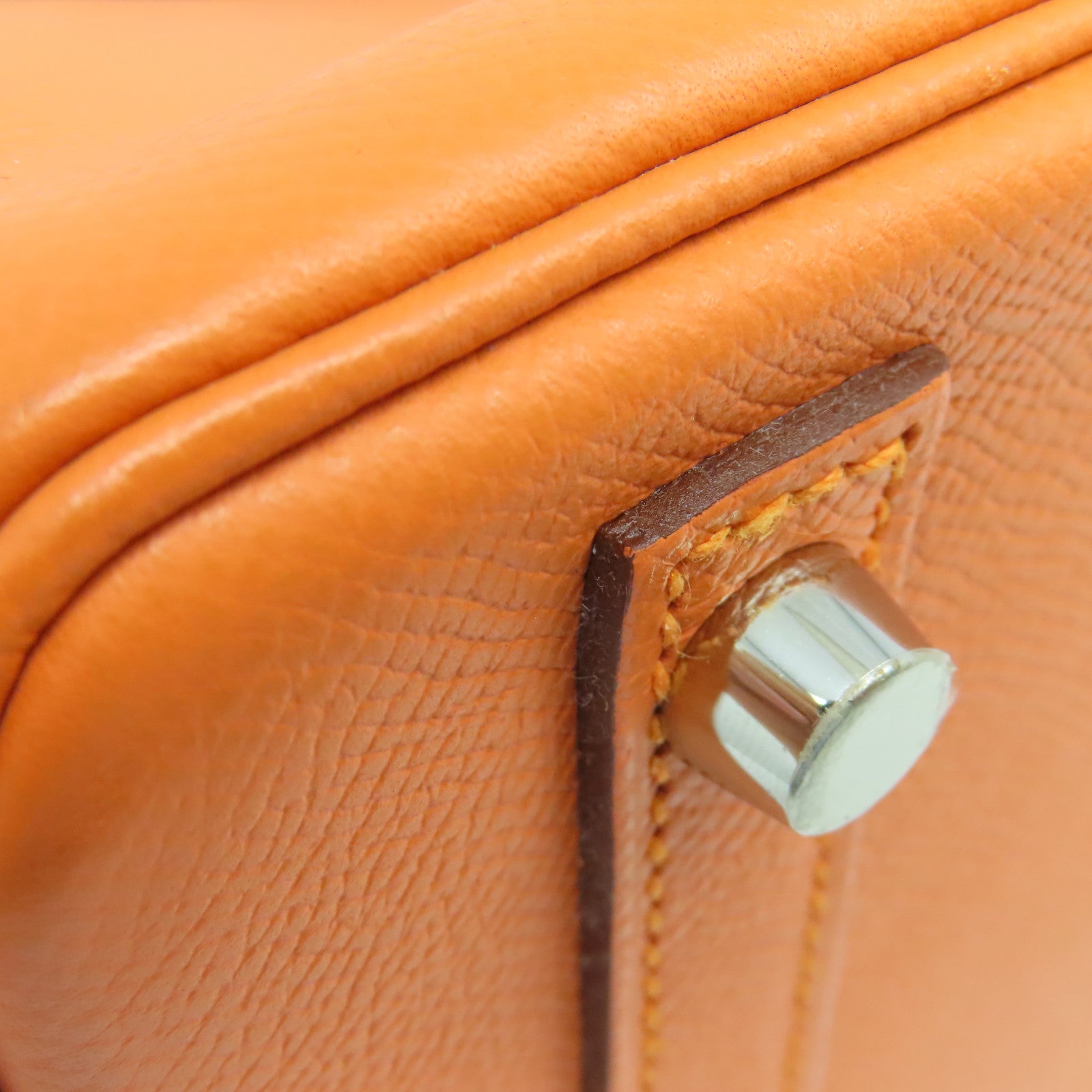 HERMES 【激減優惠】Veau Epsom皮革Birkin 30銀扣手挽袋橙色