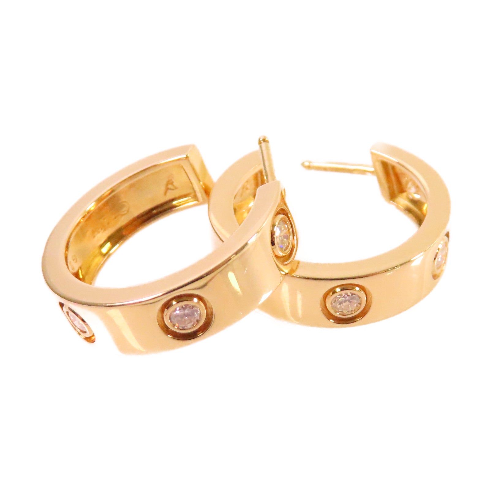 CARTIER 18K黃金/鑽石Love Earrings耳環