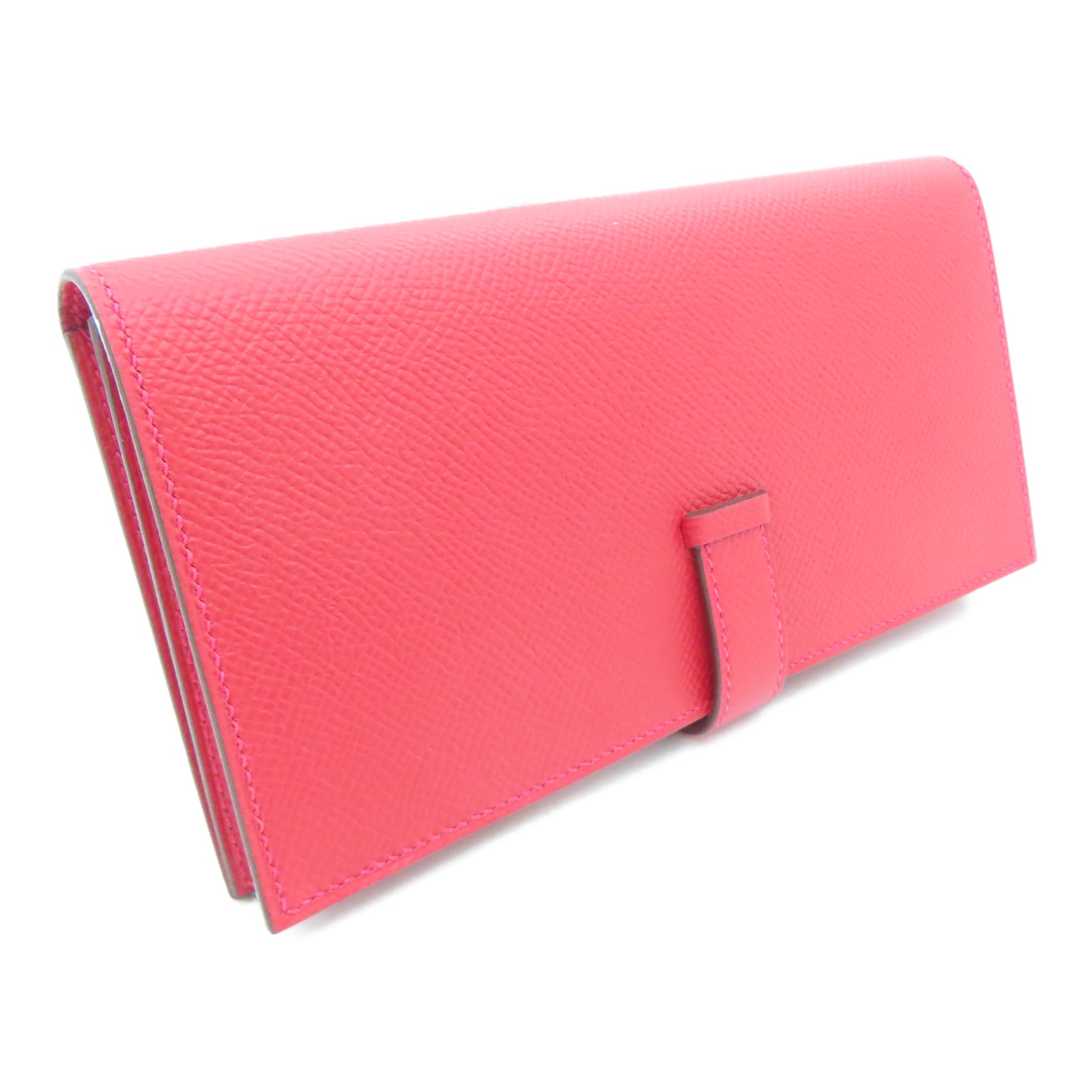 HERMES Veau Epsom皮革Bearn W Snap银扣钱包法拉利红色