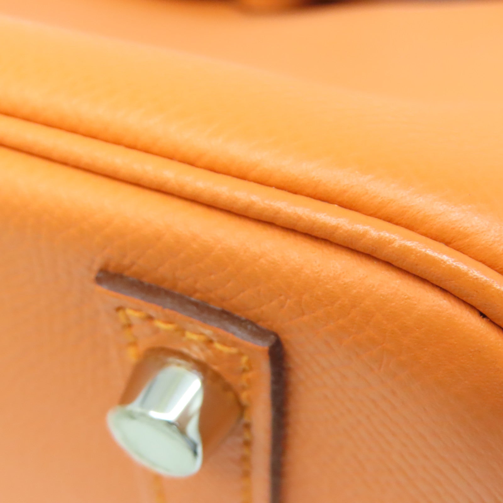 HERMES 【激減優惠】Veau Epsom皮革Birkin 30銀扣手挽袋橙色