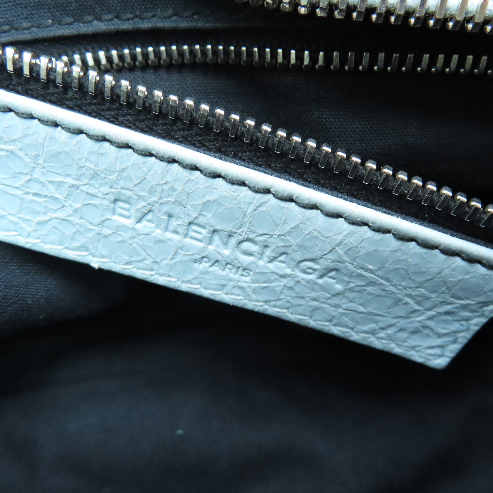 BALENCIAGA 牛皮皮革City银扣手挽肩背两用袋浅蓝色