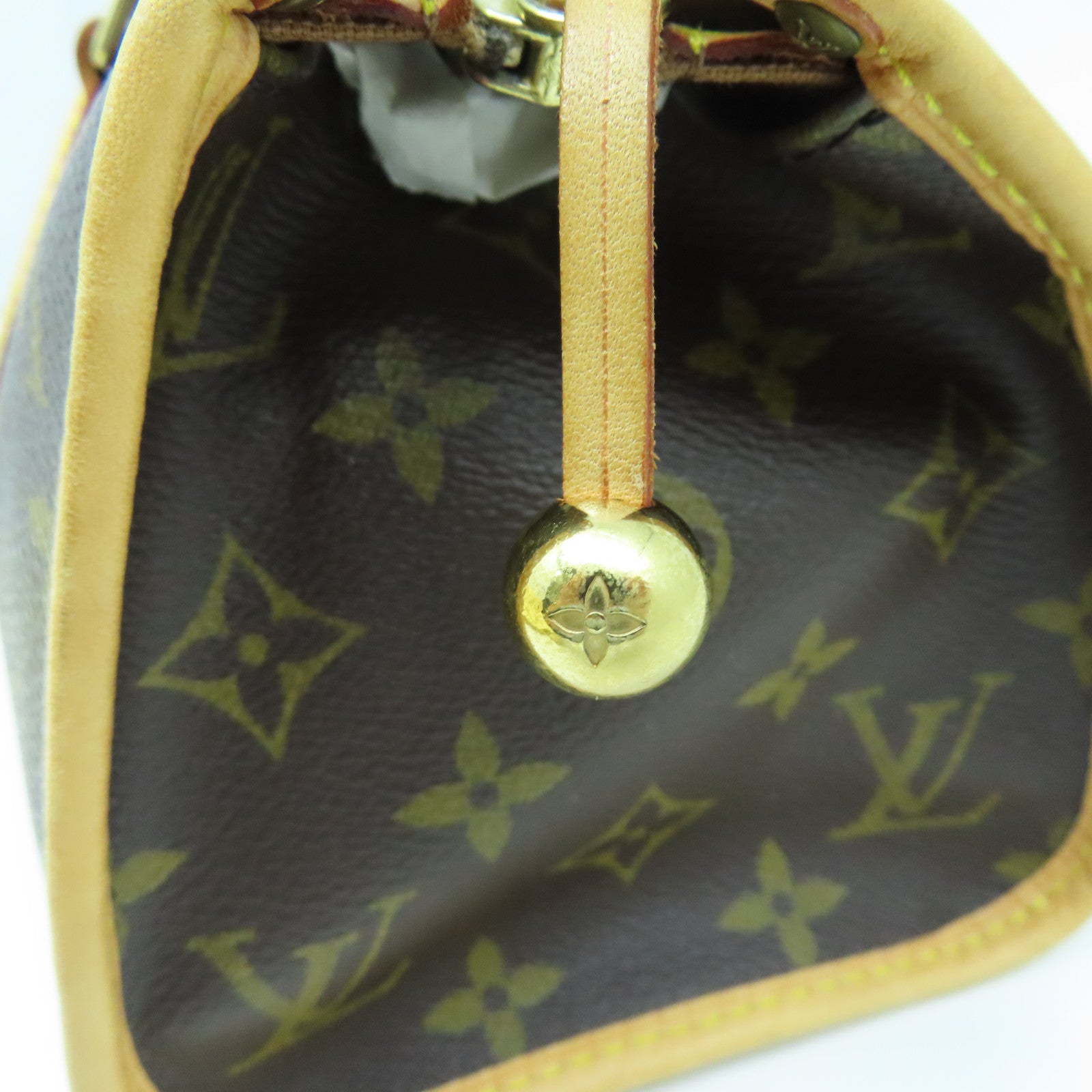 LOUIS VUITTON Monogram Popincourt gold buckle handle bag brown