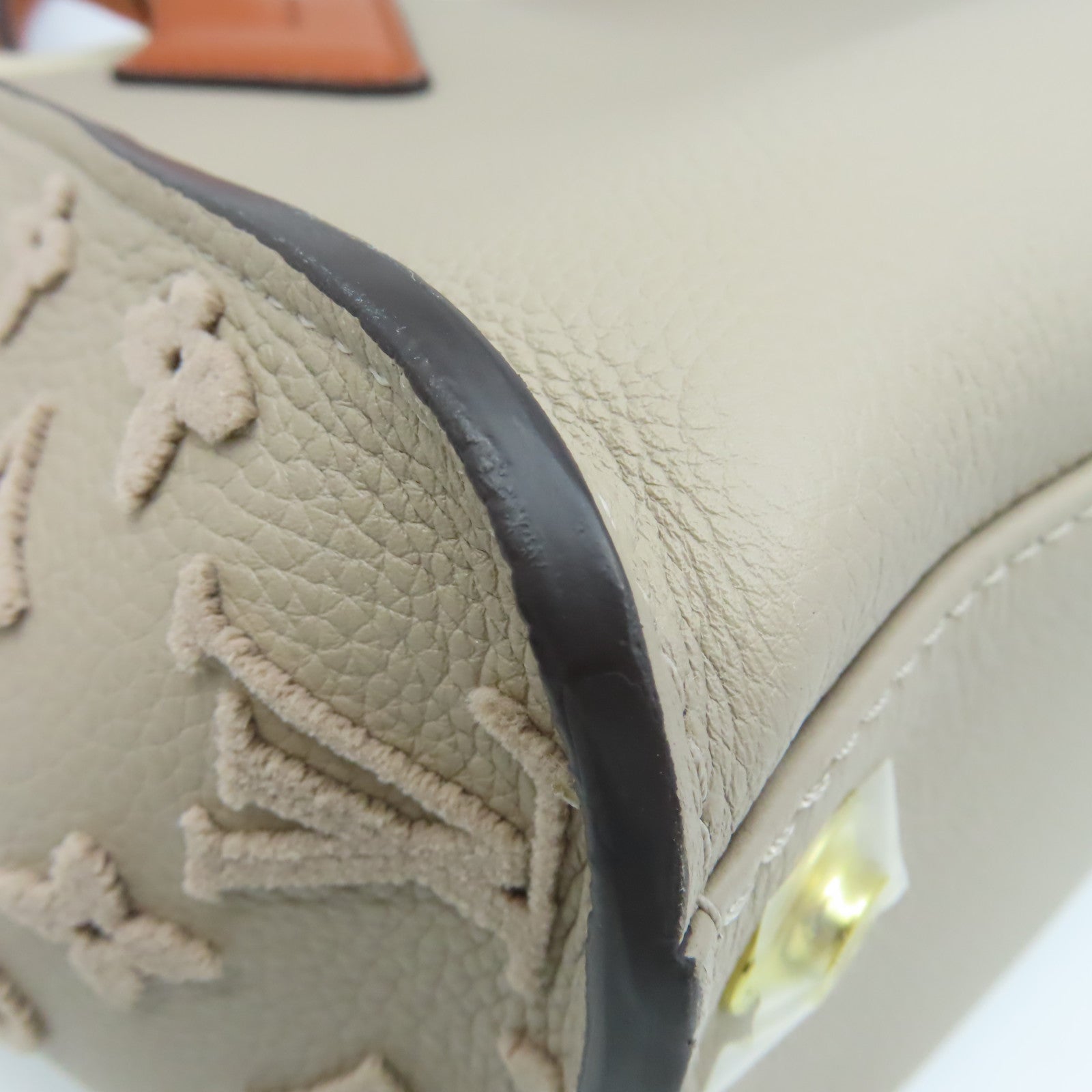 LOUIS VUITTON Monogram Tuffetage On My Side MM 2Way Shoulder Bag手挽肩背兩用袋杏色