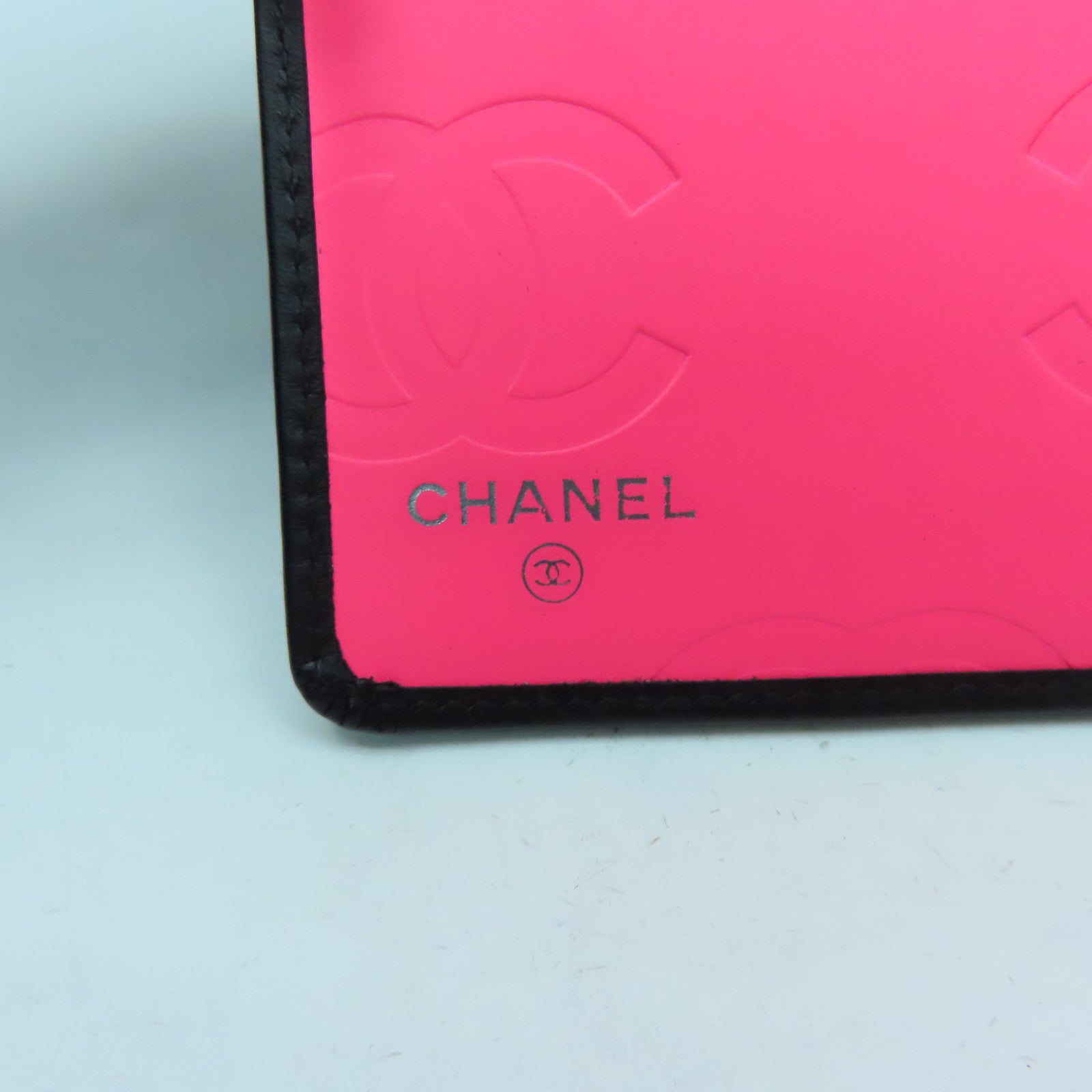 CHANEL 菱格牛皮皮革Cambon Line銀扣長錢包黑色