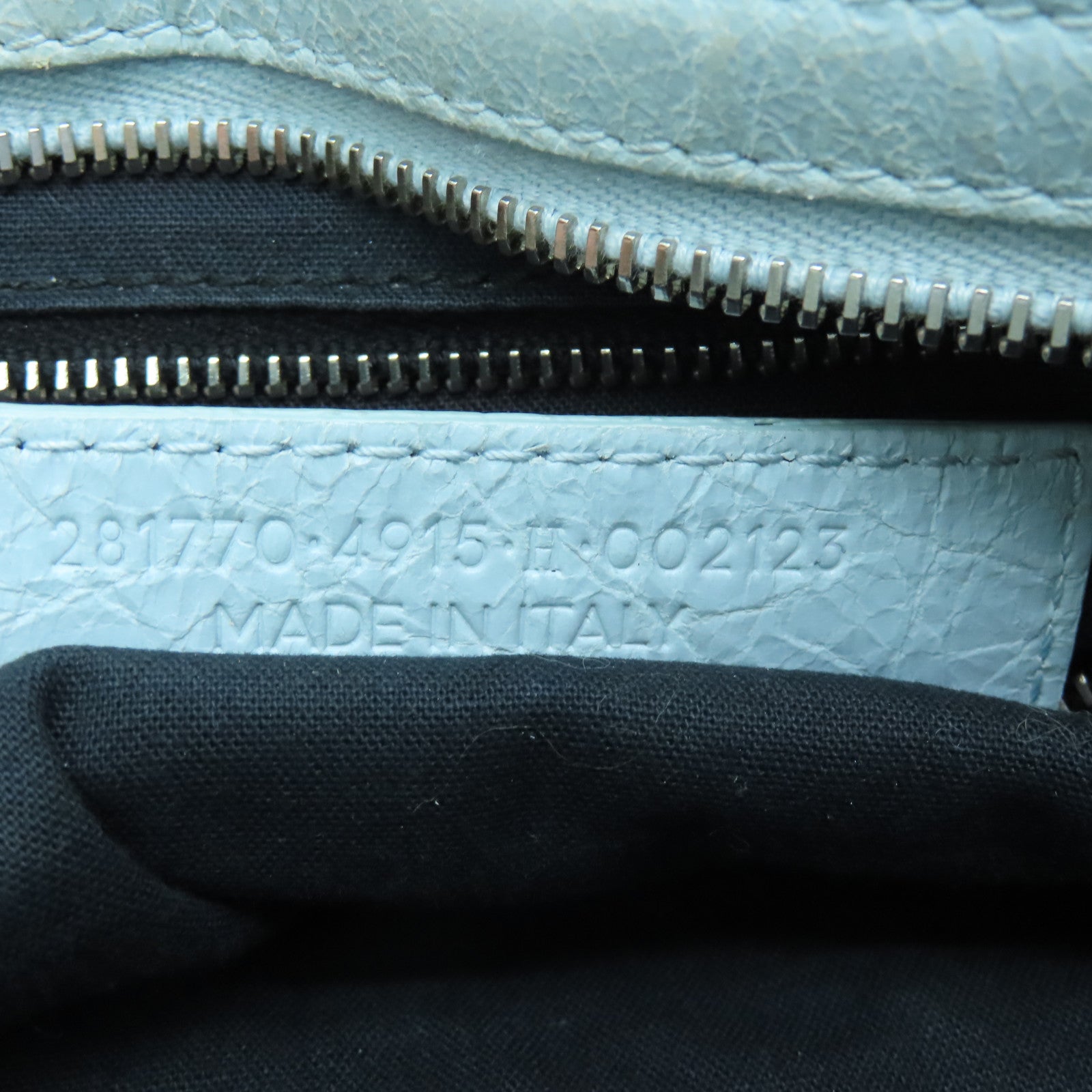 BALENCIAGA 牛皮皮革City银扣手挽肩背两用袋浅蓝色