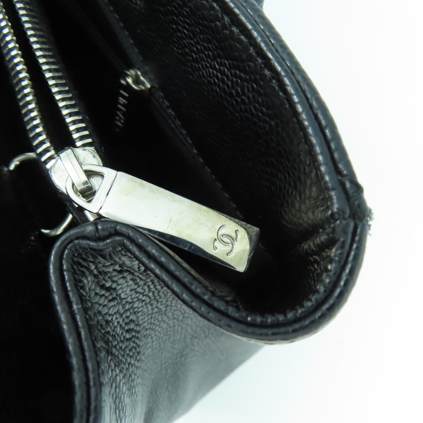 CHANEL 菱格Caviar皮革GST銀扣鏈帶肩背袋黑色
