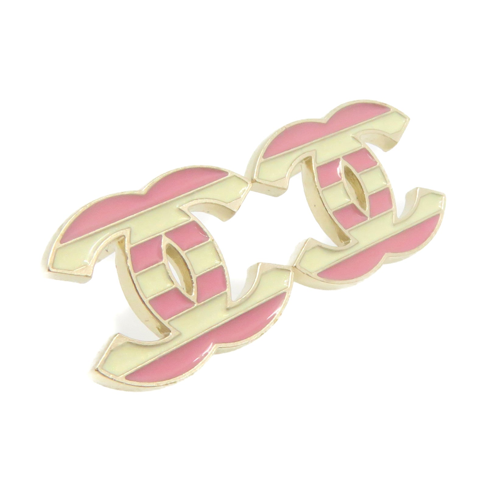 CHANEL Metal CC Earrings Off White/Pink