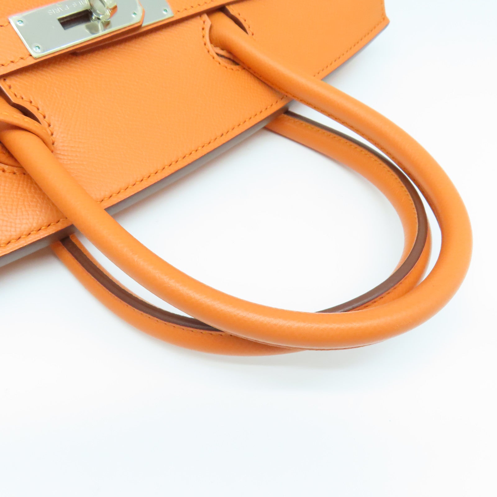 HERMES 【激減優惠】Veau Epsom皮革Birkin 30銀扣手挽袋橙色