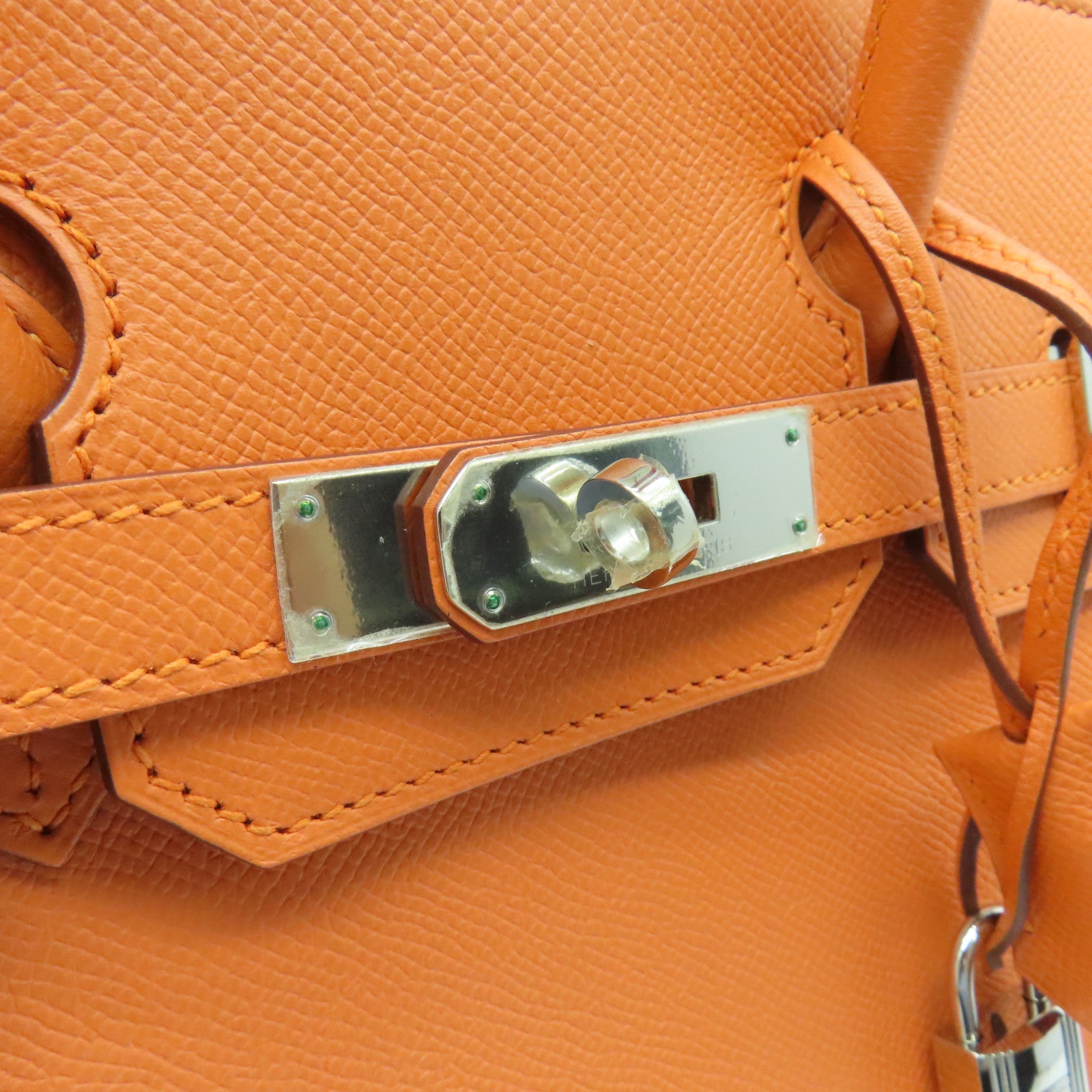 HERMES 【激減優惠】Veau Epsom皮革Birkin 30銀扣手挽袋橙色