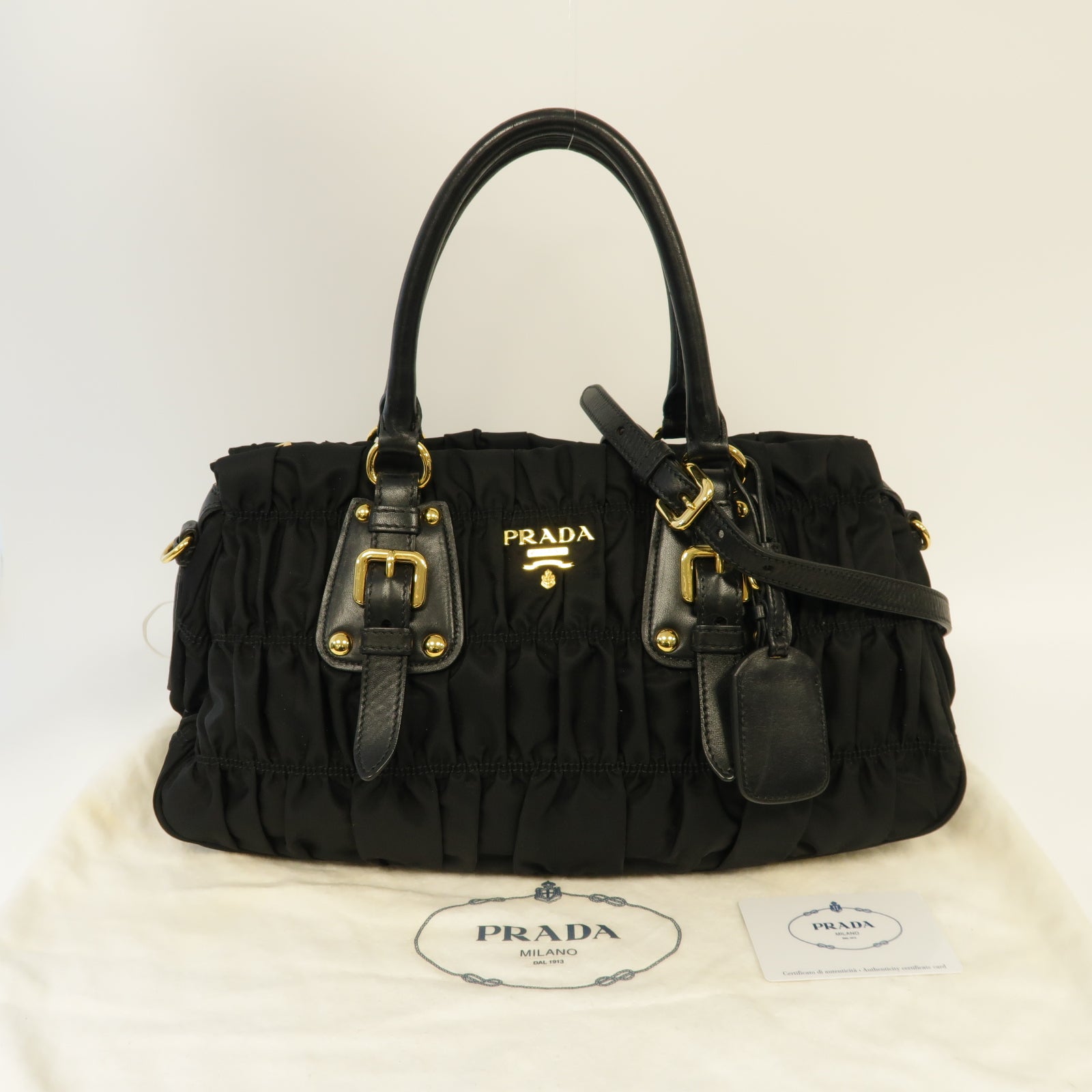PRADA 尼龍2way Shoulder Bag金扣手挽肩背兩用袋黒色