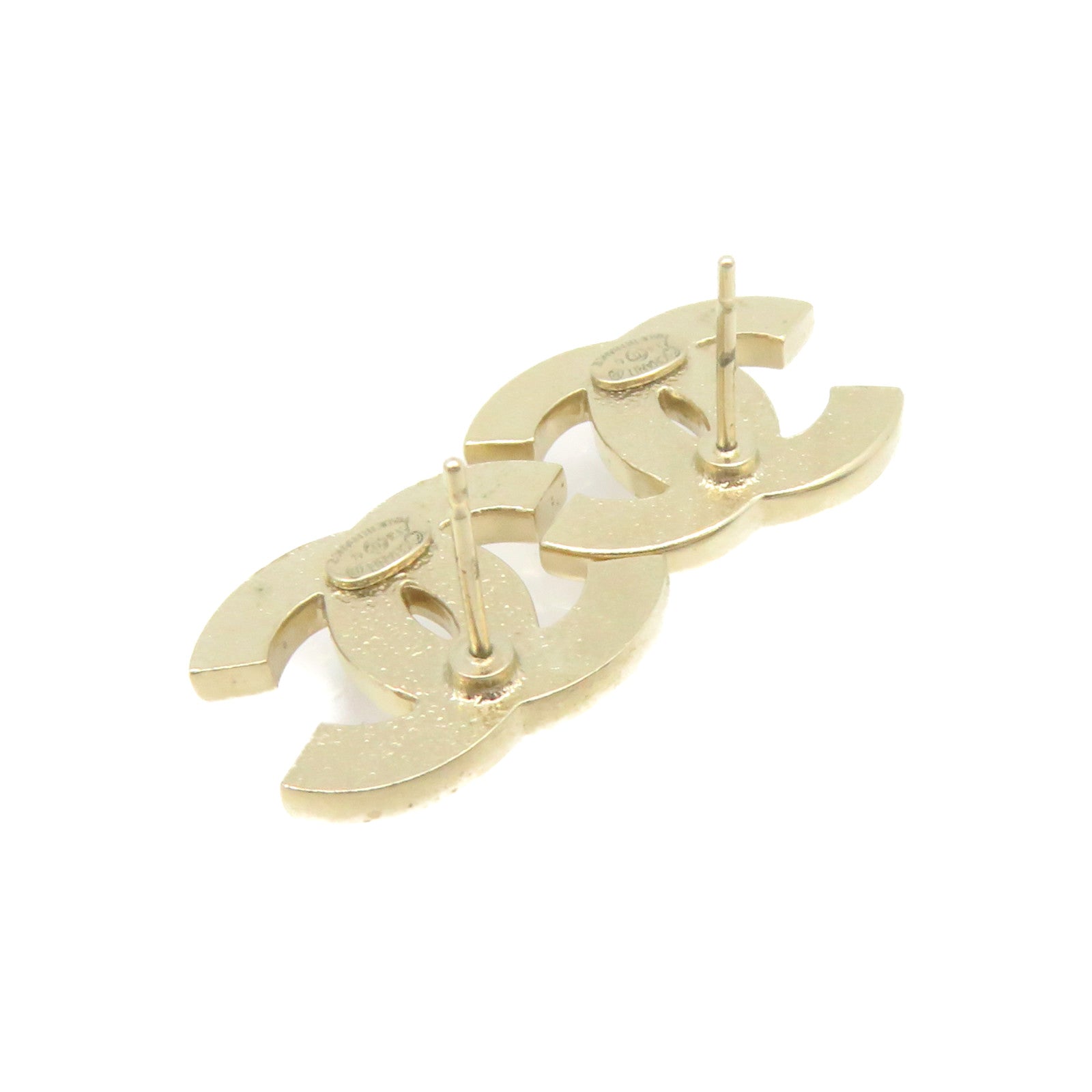 CHANEL Metal CC Earrings Off White/Pink