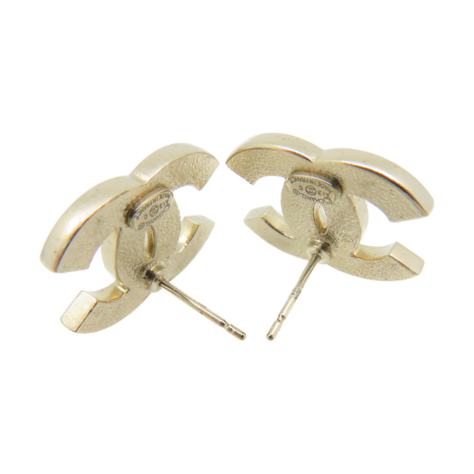 CHANEL Metal CC Earrings Off White/Pink