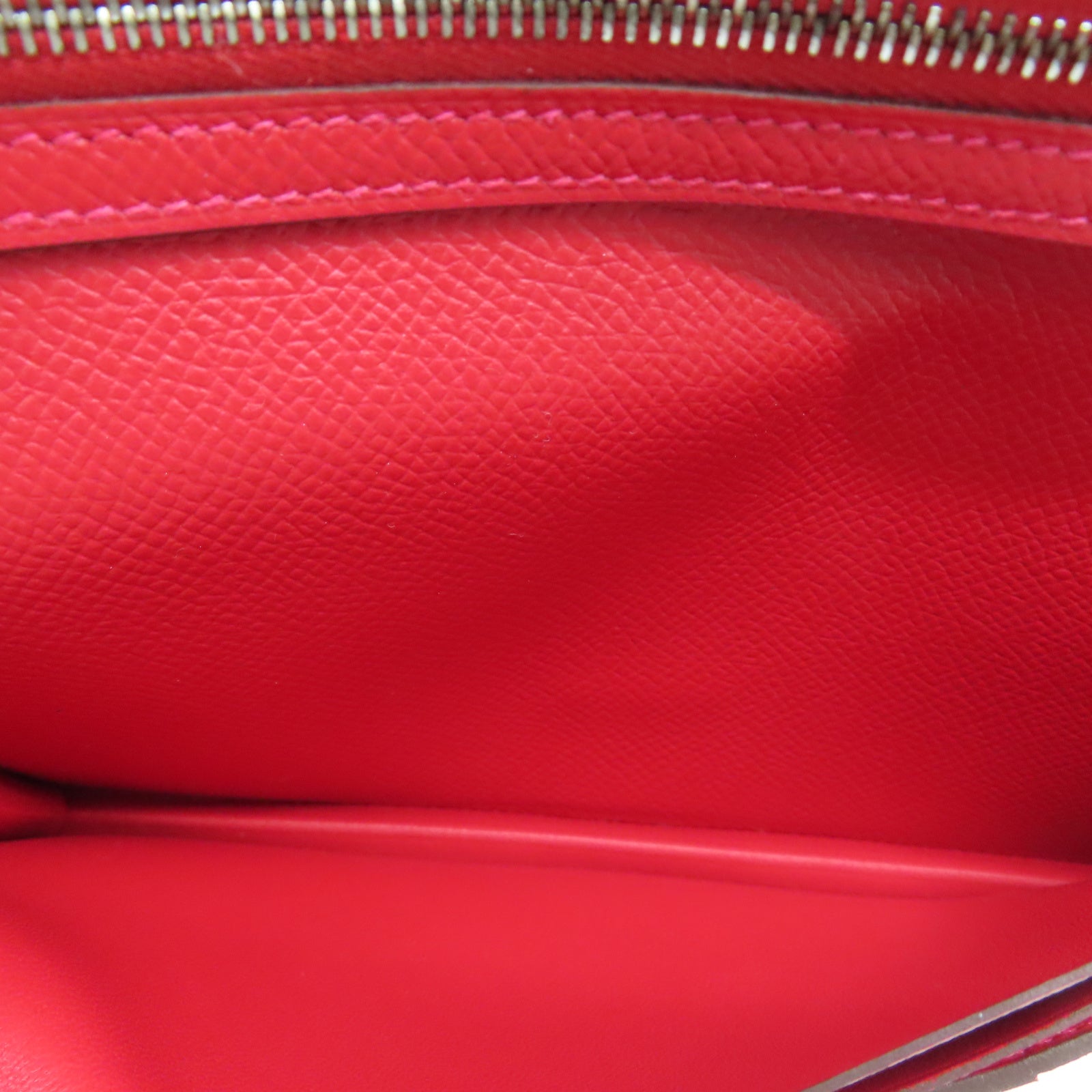 HERMES Veau Epsom皮革Bearn W Snap银扣钱包法拉利红色