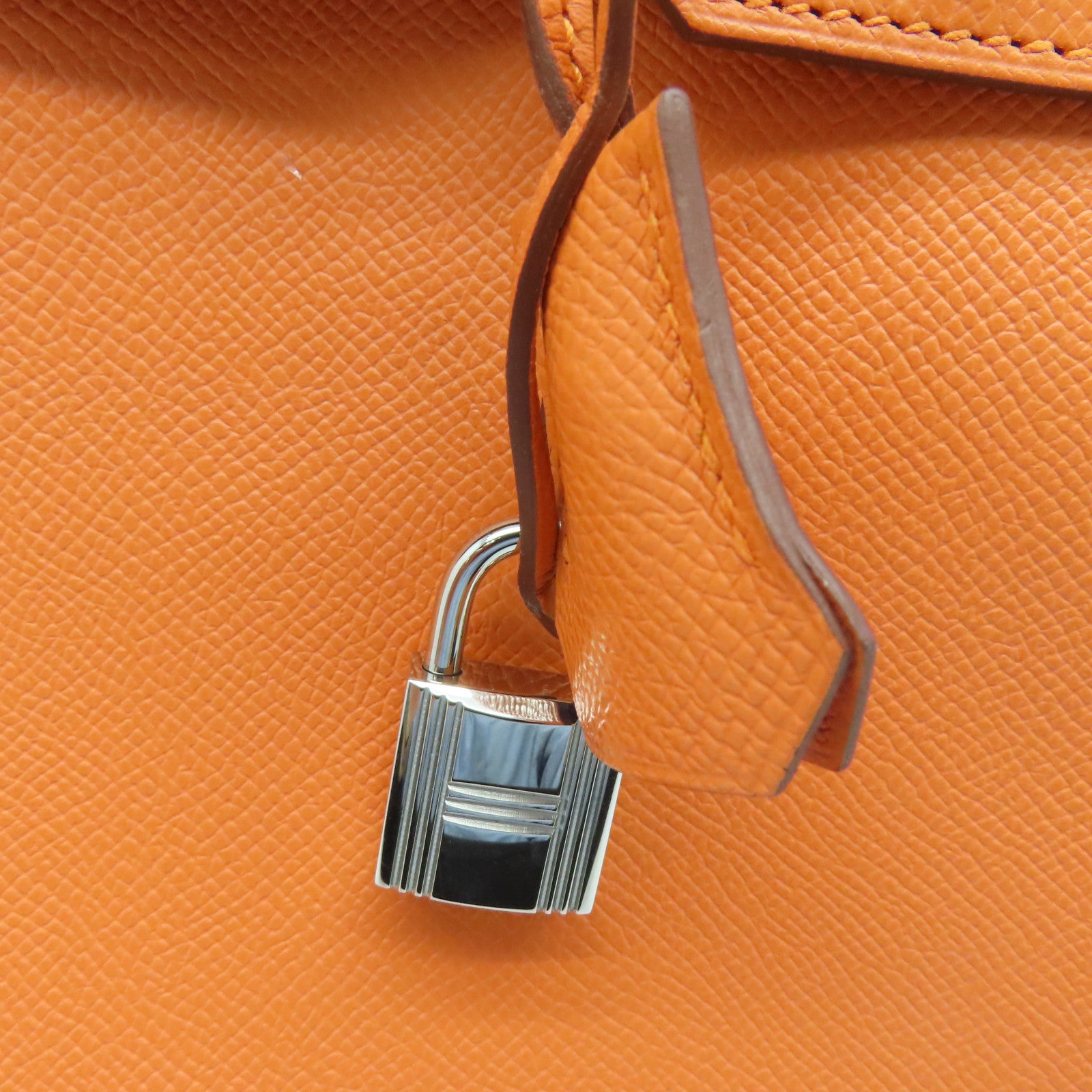 HERMES 【激減優惠】Veau Epsom皮革Birkin 30銀扣手挽袋橙色