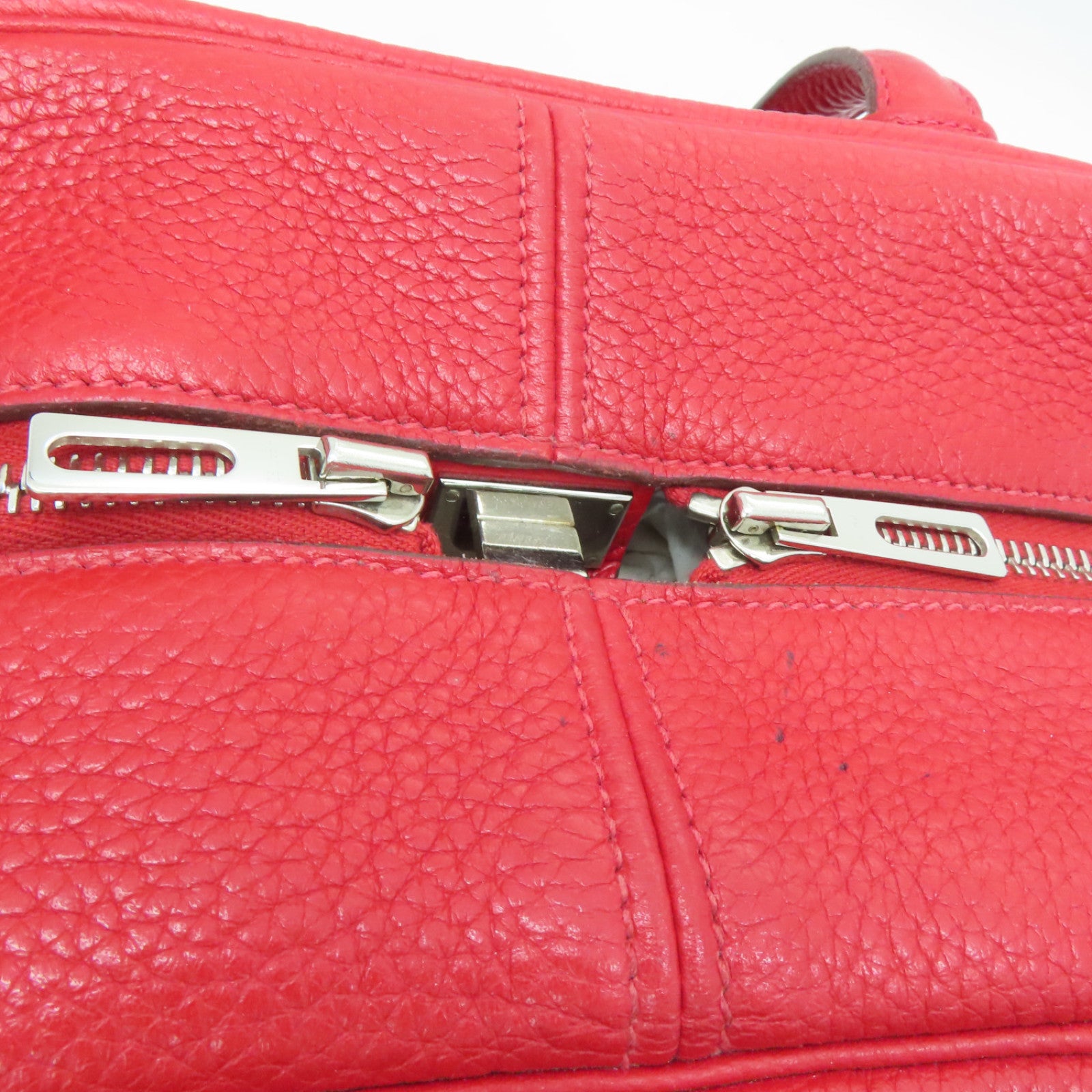 HERMES Clemence皮革Victoria银扣手挽袋红色