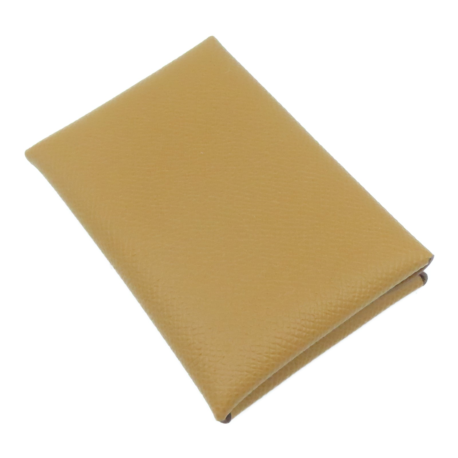 HERMES Epsom皮革Calvi Duo Card Holder銀扣卡片套Gold經典駝色