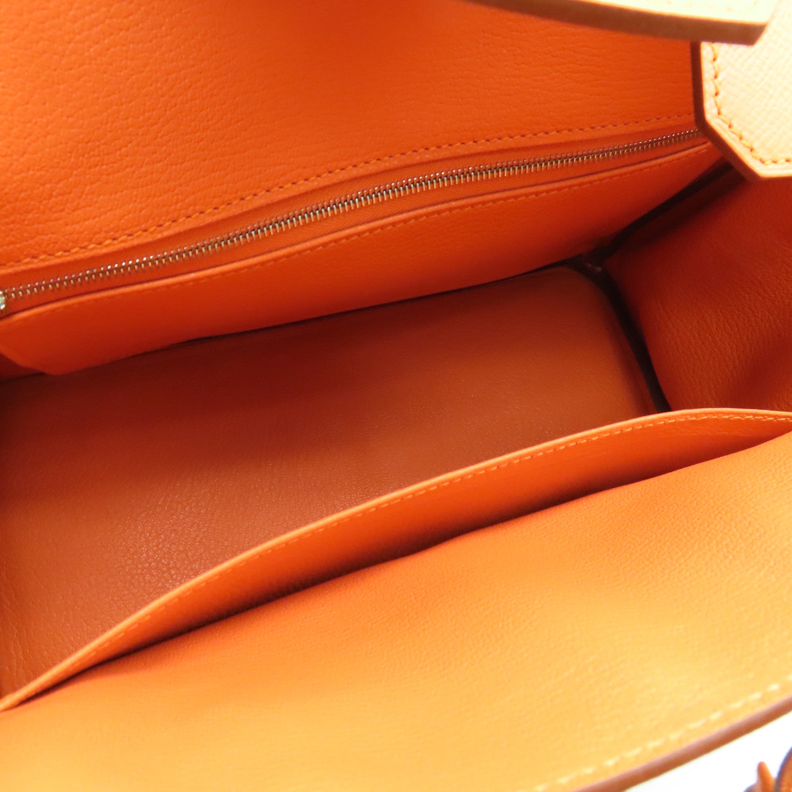 HERMES 【激減優惠】Veau Epsom皮革Birkin 30銀扣手挽袋橙色