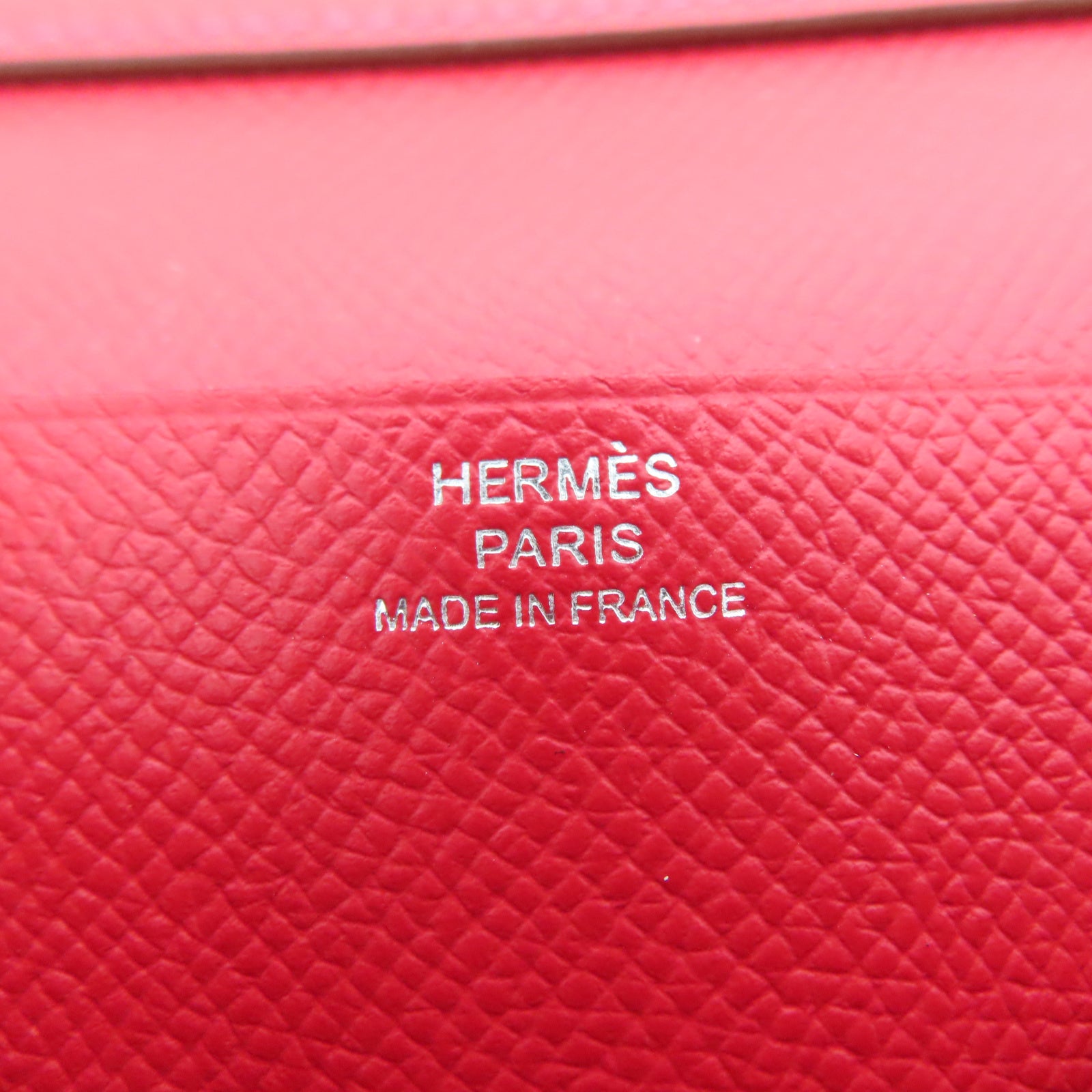 HERMES Veau Epsom皮革Bearn W Snap银扣钱包法拉利红色