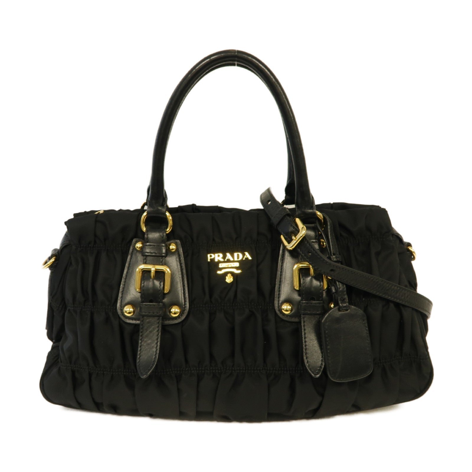 PRADA 尼龍2way Shoulder Bag金扣手挽肩背兩用袋黒色