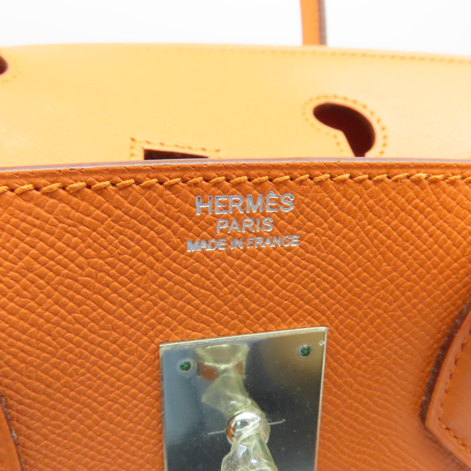HERMES 【激減優惠】Veau Epsom皮革Birkin 30銀扣手挽袋橙色