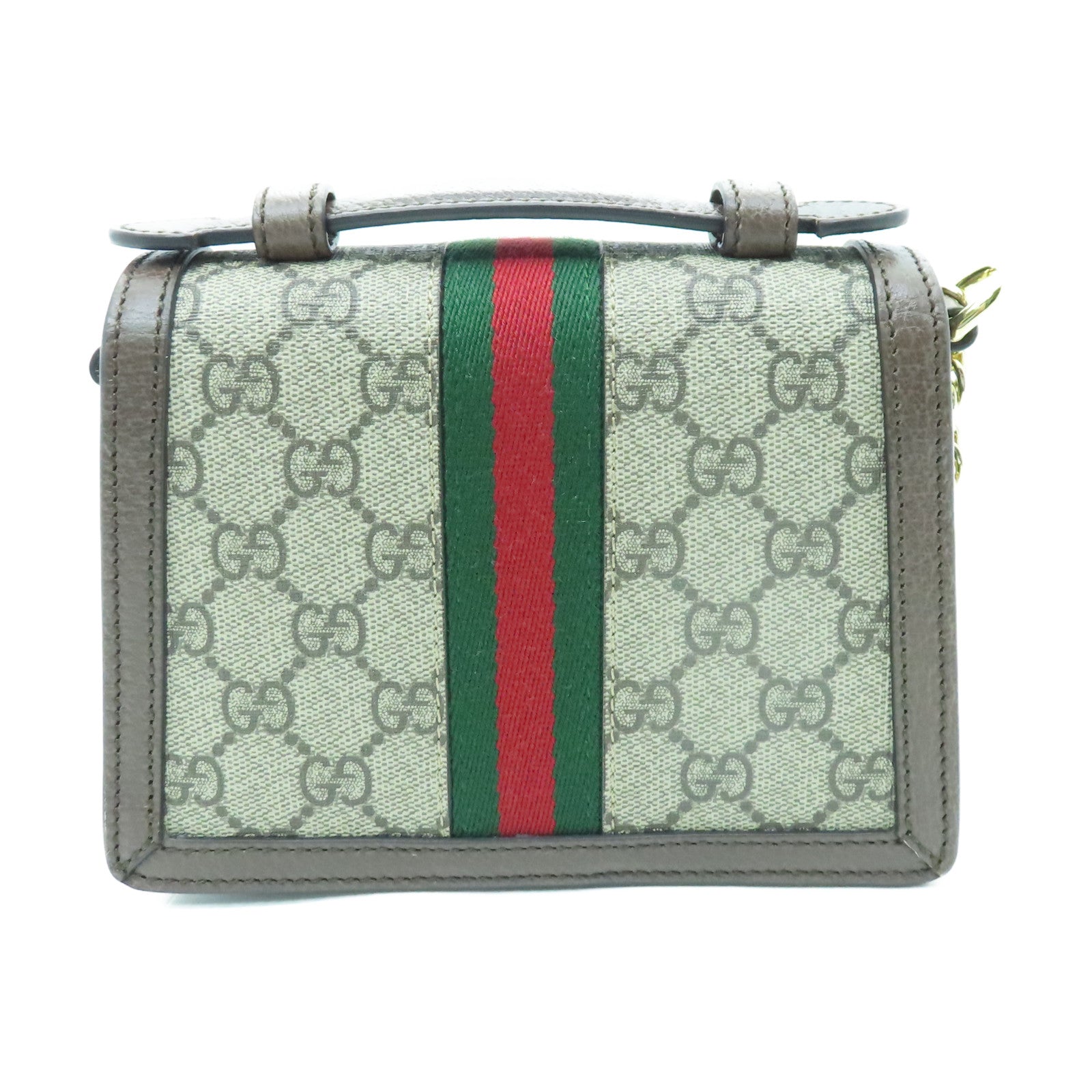 GUCCI 涂层帆布Ophidia GG Mini Chain Bag金扣手挽肩背两用袋啡色