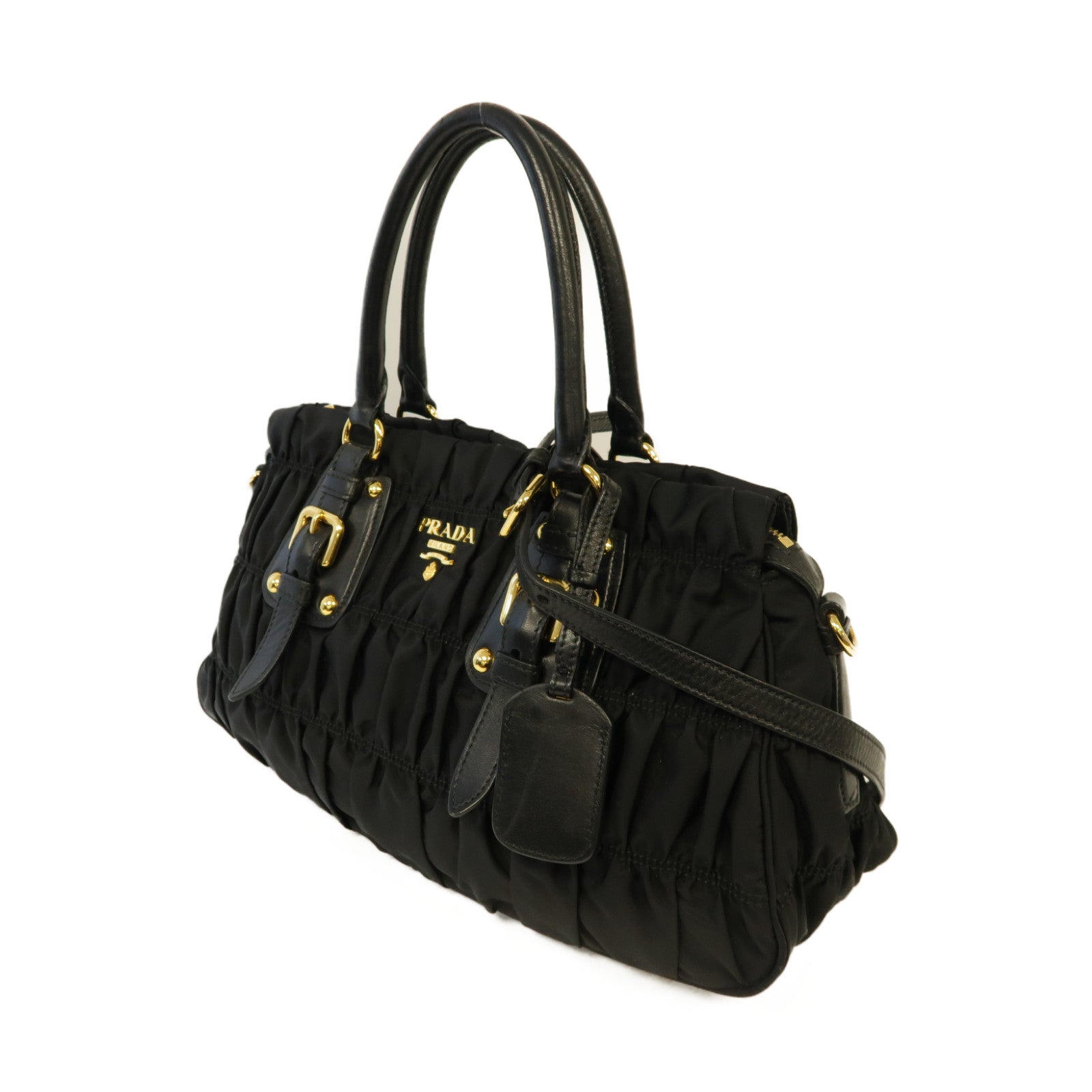 PRADA 尼龍2way Shoulder Bag金扣手挽肩背兩用袋黒色