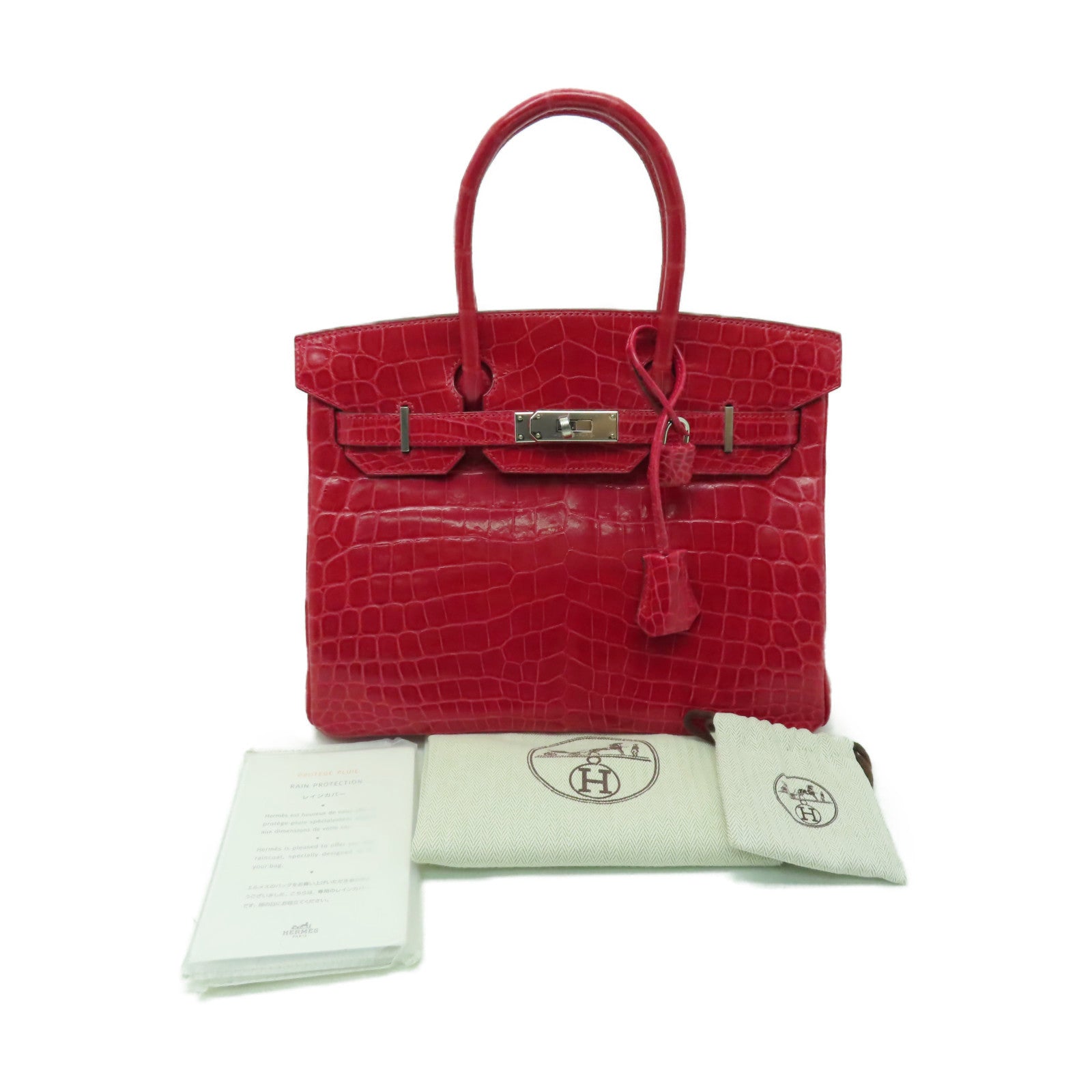 HERMES 【激減優惠】鱷魚皮革Birkin 30手挽袋法拉利紅色