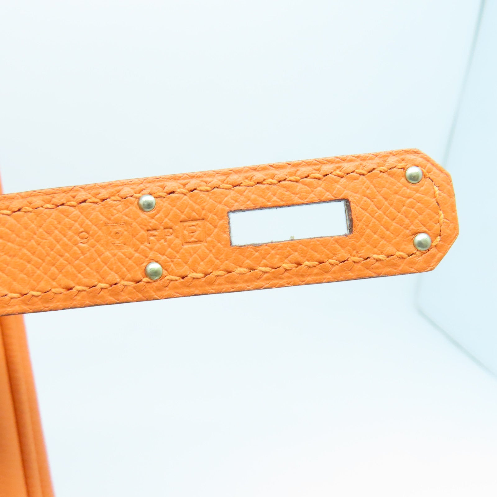 HERMES 【激減優惠】Veau Epsom皮革Birkin 30銀扣手挽袋橙色