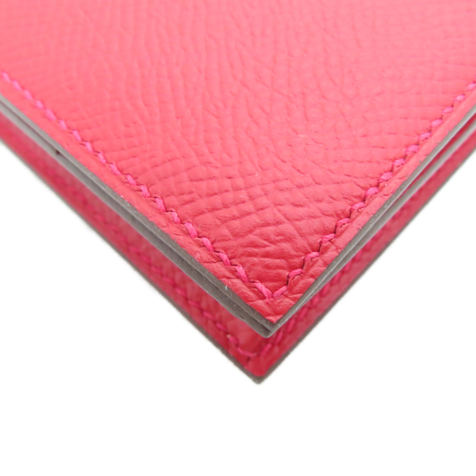 HERMES Veau Epsom皮革Bearn W Snap银扣钱包法拉利红色