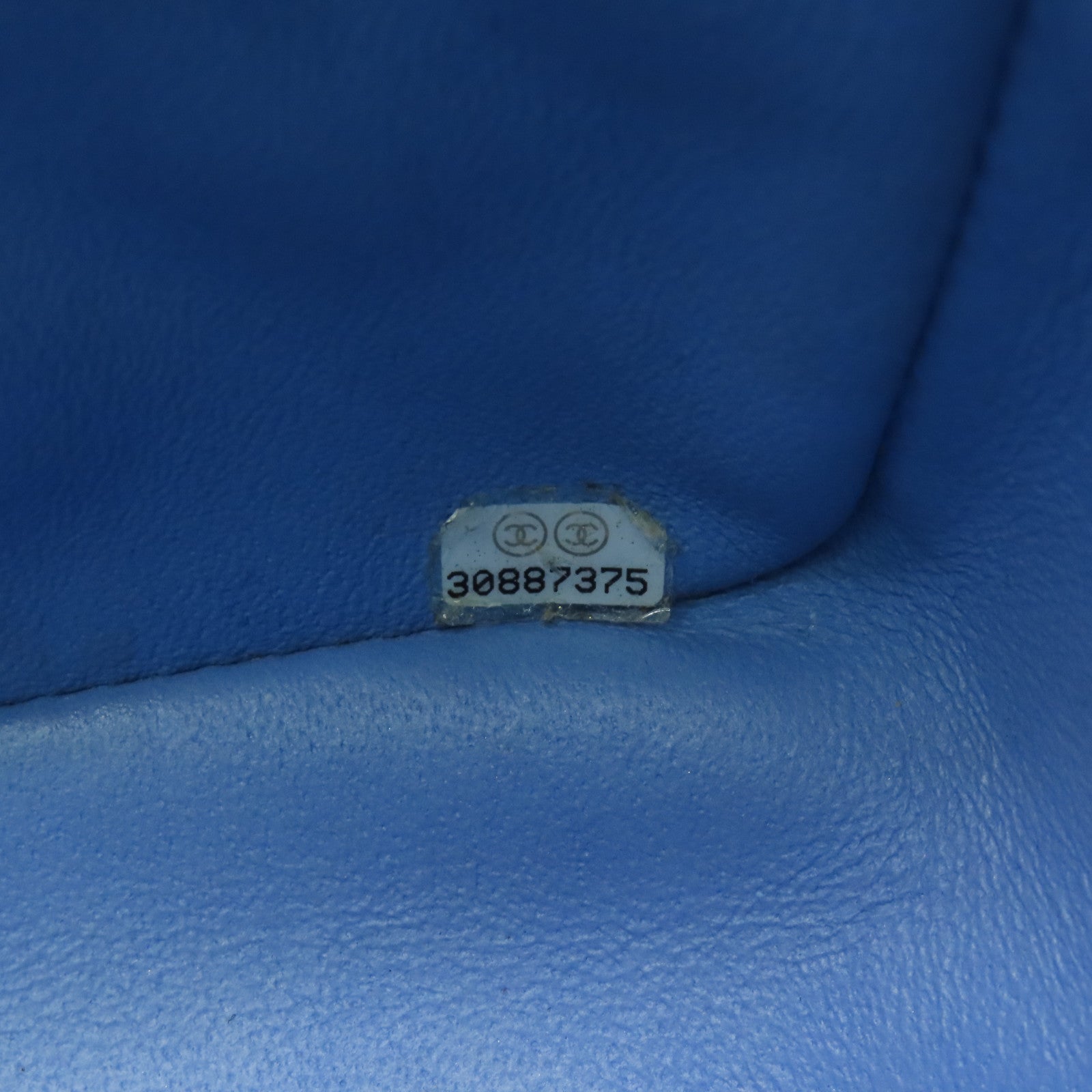 CHANEL 菱格羊皮皮革Chain Shoulder銀扣鏈帶肩背袋淺藍色