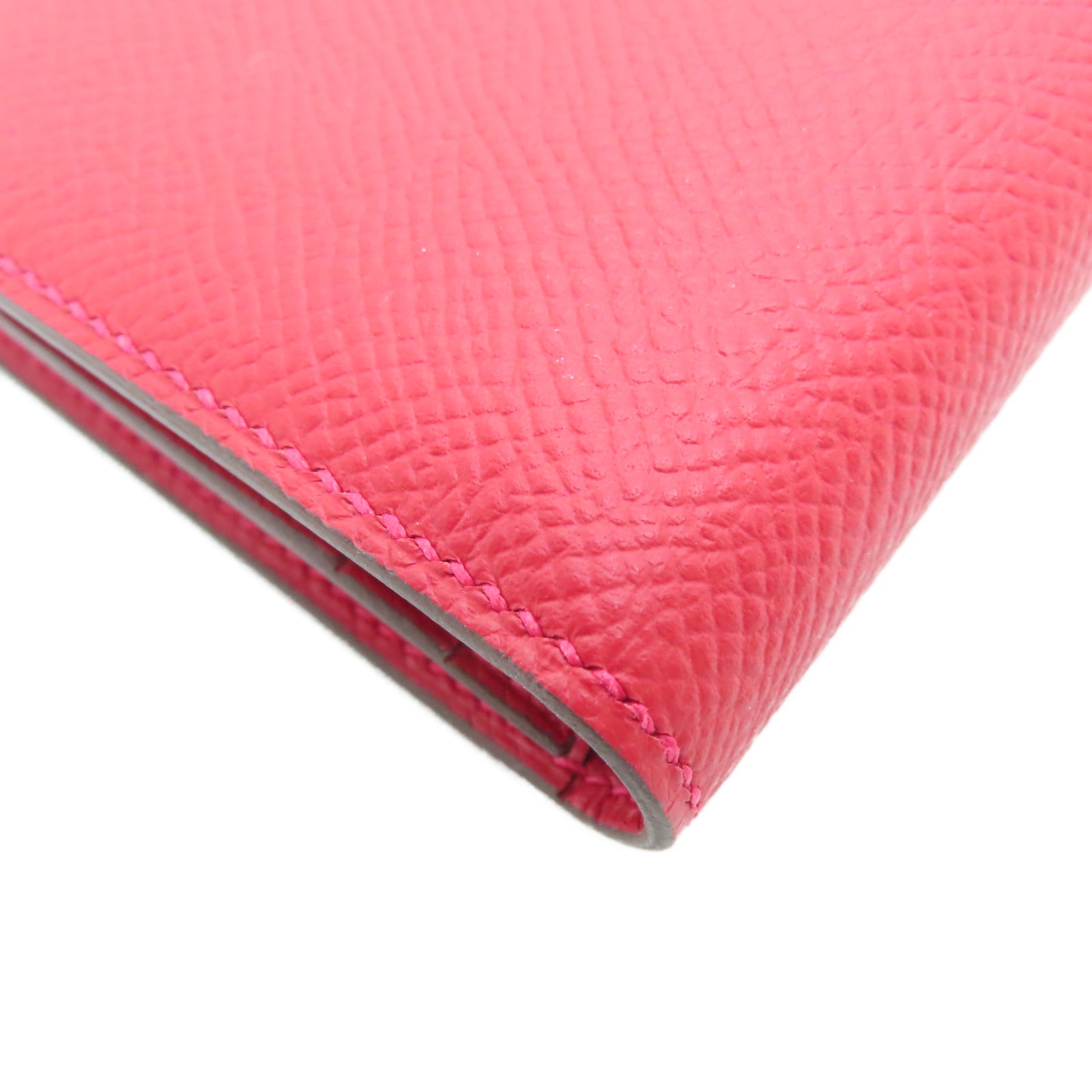 HERMES Veau Epsom皮革Bearn W Snap银扣钱包法拉利红色