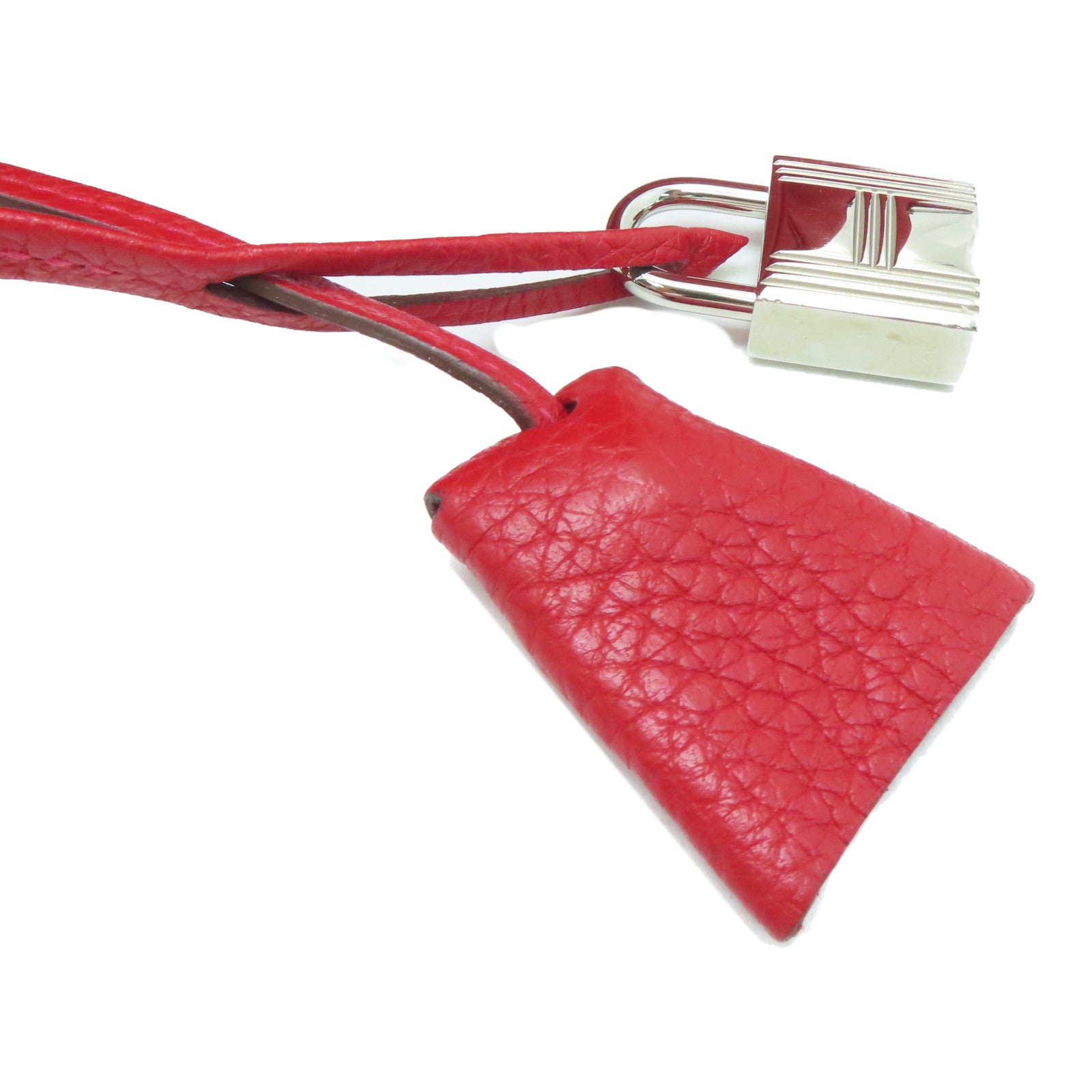 HERMES Clemence皮革Victoria银扣手挽袋红色