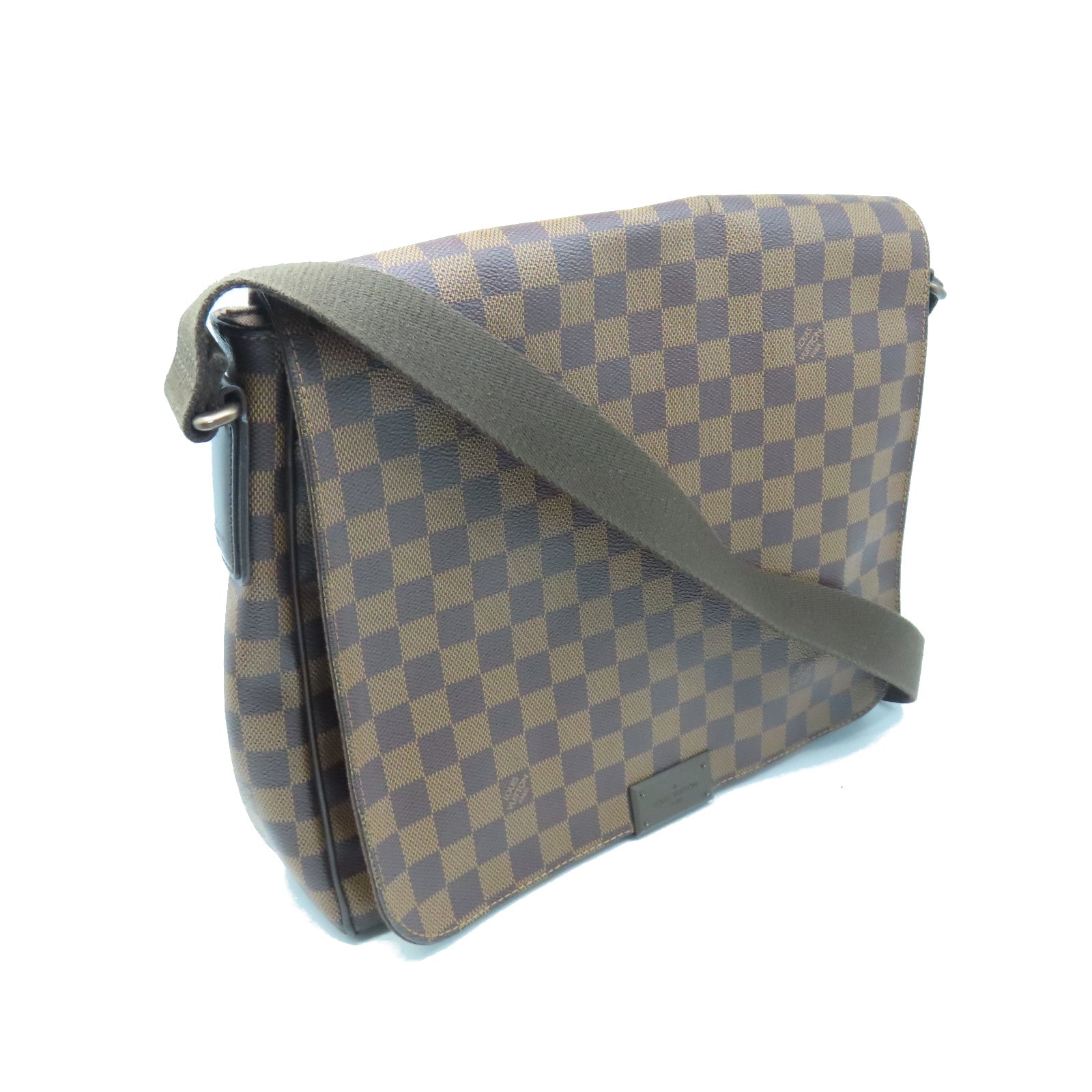 LOUIS VUITTON Damier Brooklyn MM Gold Buckle Shoulder Bag Brown