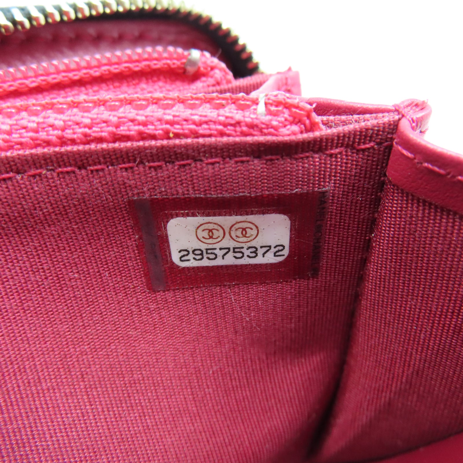 CHANEL 菱格羊皮皮革Zipper Wallet金扣長錢包黑色