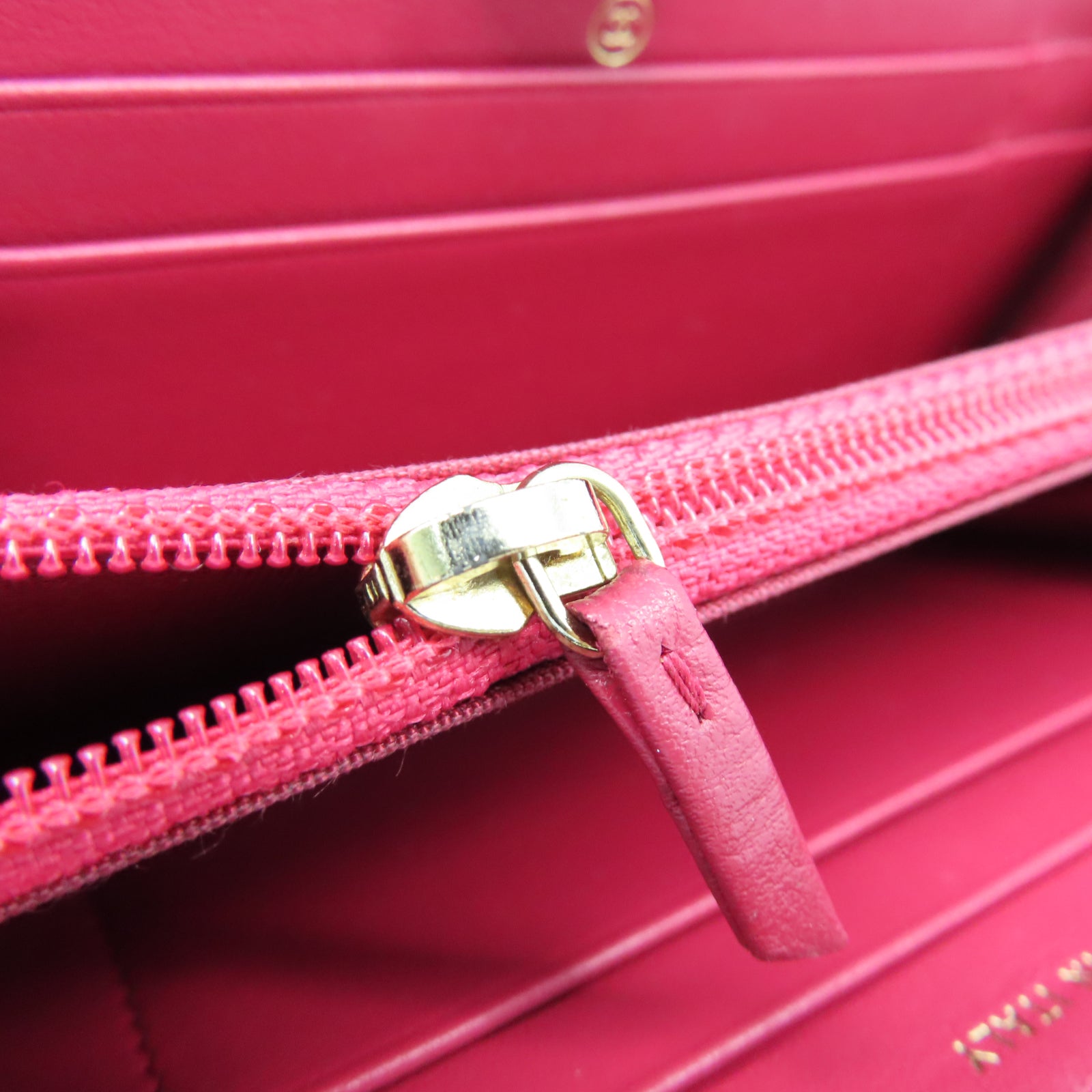 CHANEL 菱格羊皮皮革Zipper Wallet金扣長錢包黑色