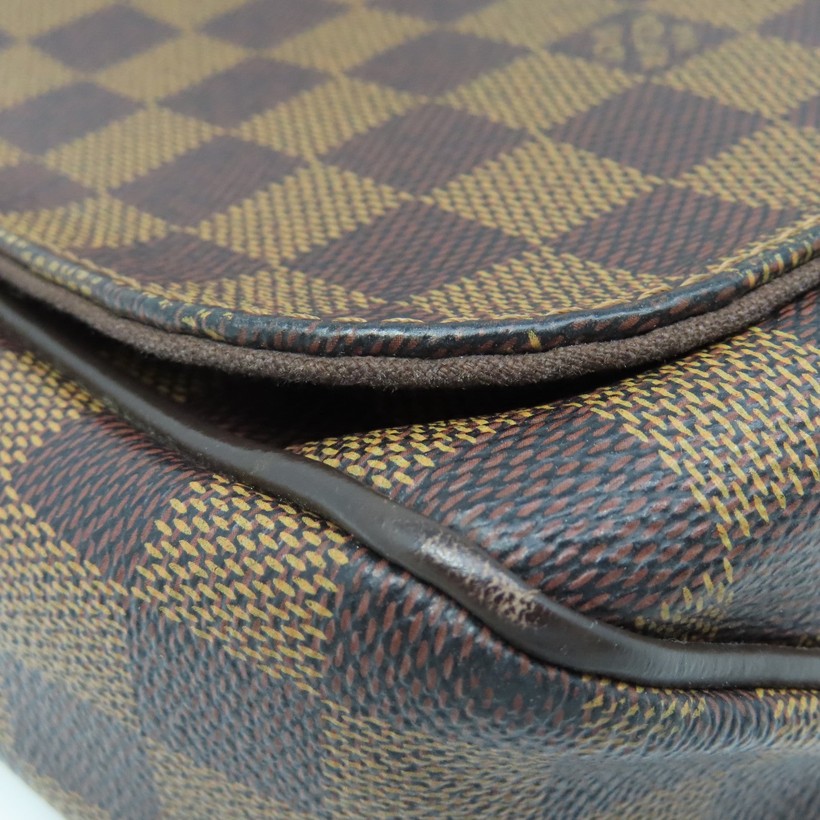 LOUIS VUITTON Damier Brooklyn MM Gold Buckle Shoulder Bag Brown
