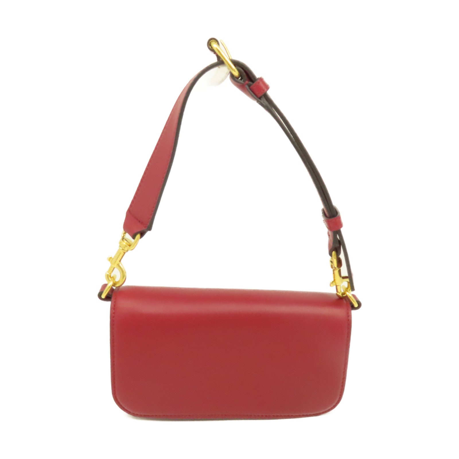 Valentino 牛皮皮革Garavani LOCO 2Way Shoulder Bag金扣手挽肩背兩用袋酒紅色