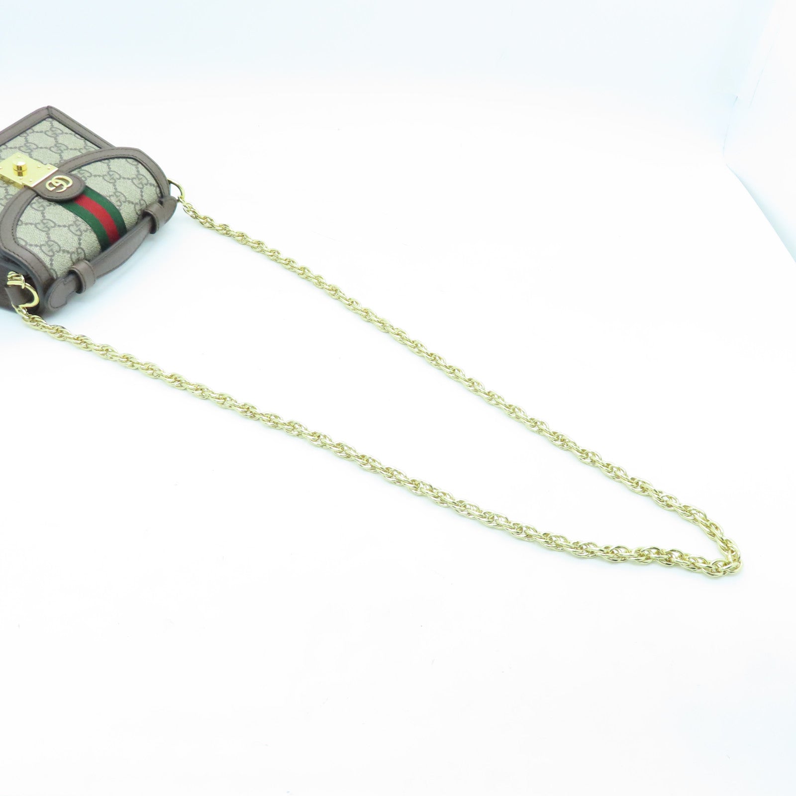 GUCCI 涂层帆布Ophidia GG Mini Chain Bag金扣手挽肩背两用袋啡色
