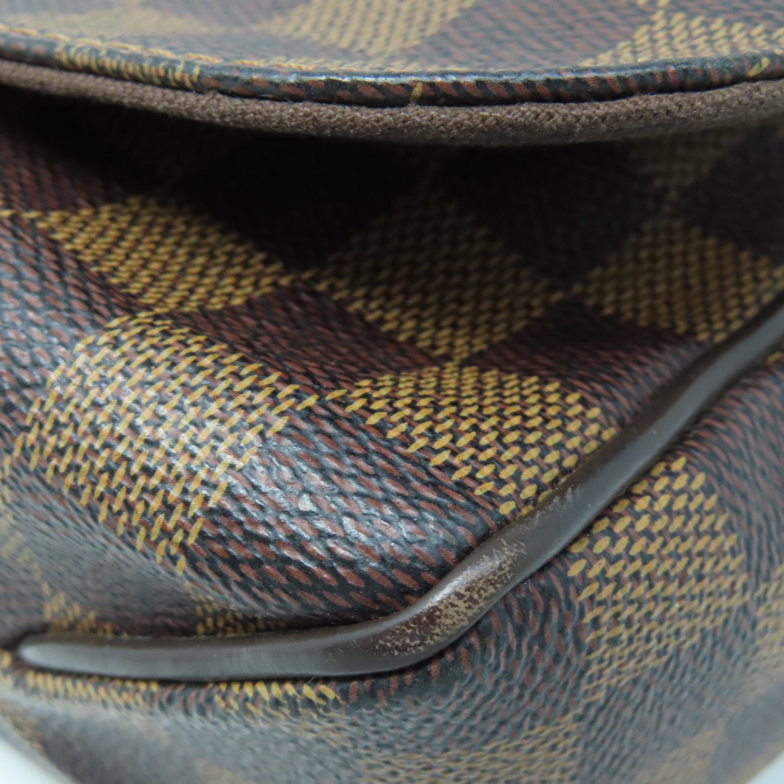LOUIS VUITTON Damier Brooklyn MM Gold Buckle Shoulder Bag Brown