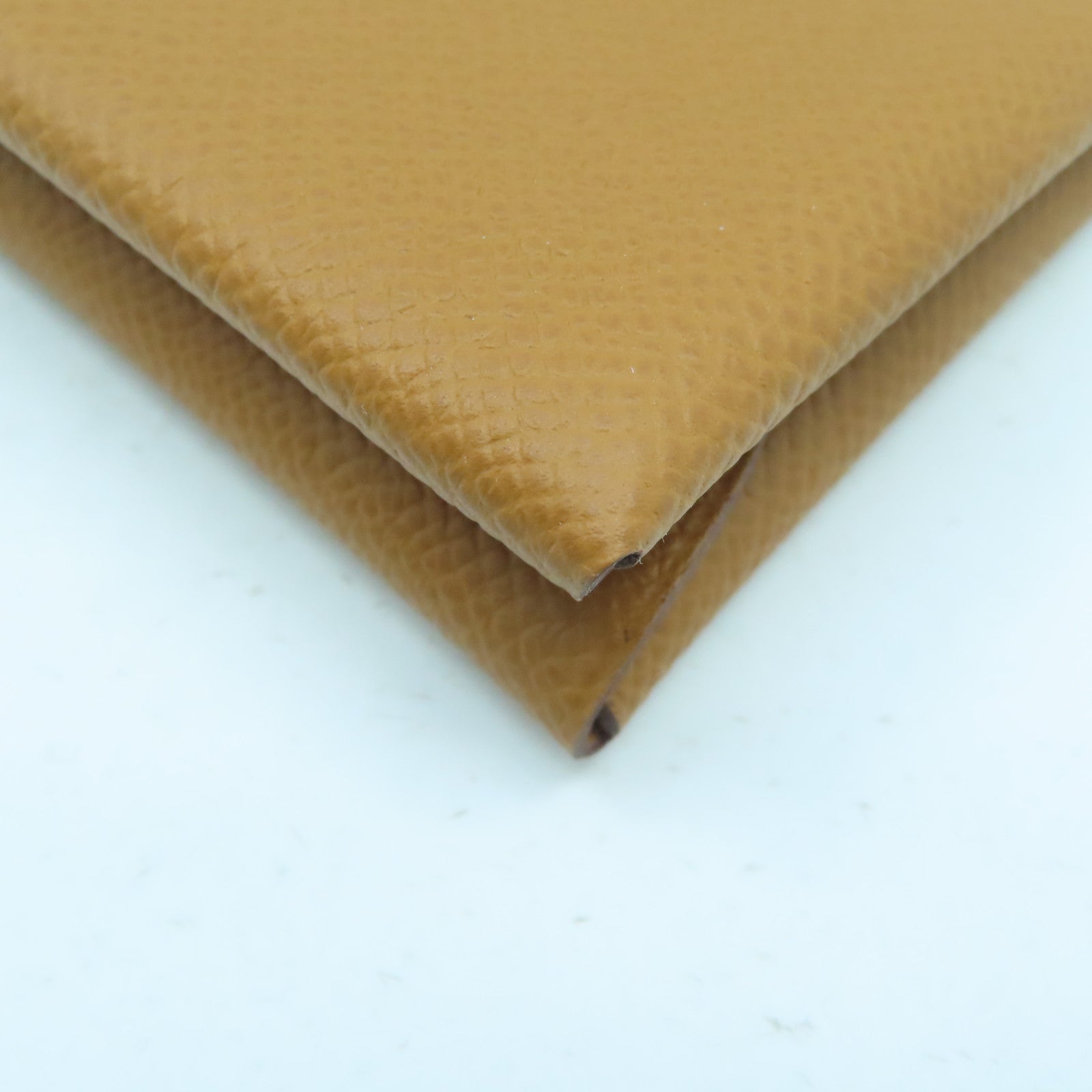 HERMES Epsom皮革Calvi Duo Card Holder銀扣卡片套Gold經典駝色