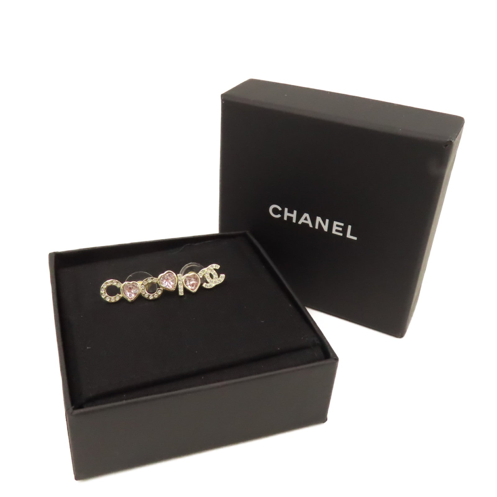 CHANEL 金屬Coco Logo Earrings耳環金色/粉紅色