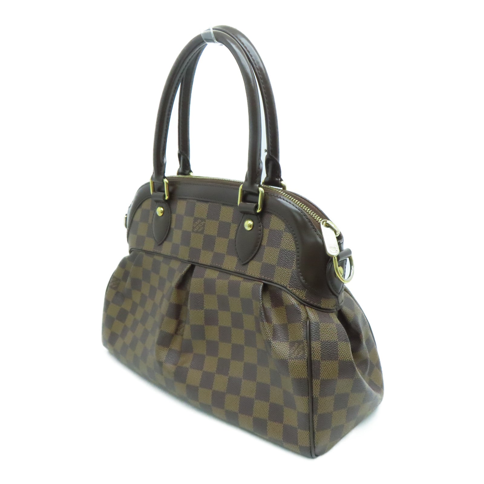 LOUIS VUITTON Damier Trevi PM gold buckle handle shoulder bag brown