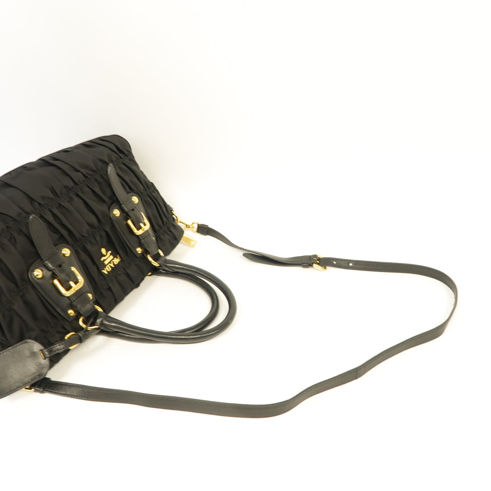 PRADA 尼龍2way Shoulder Bag金扣手挽肩背兩用袋黒色
