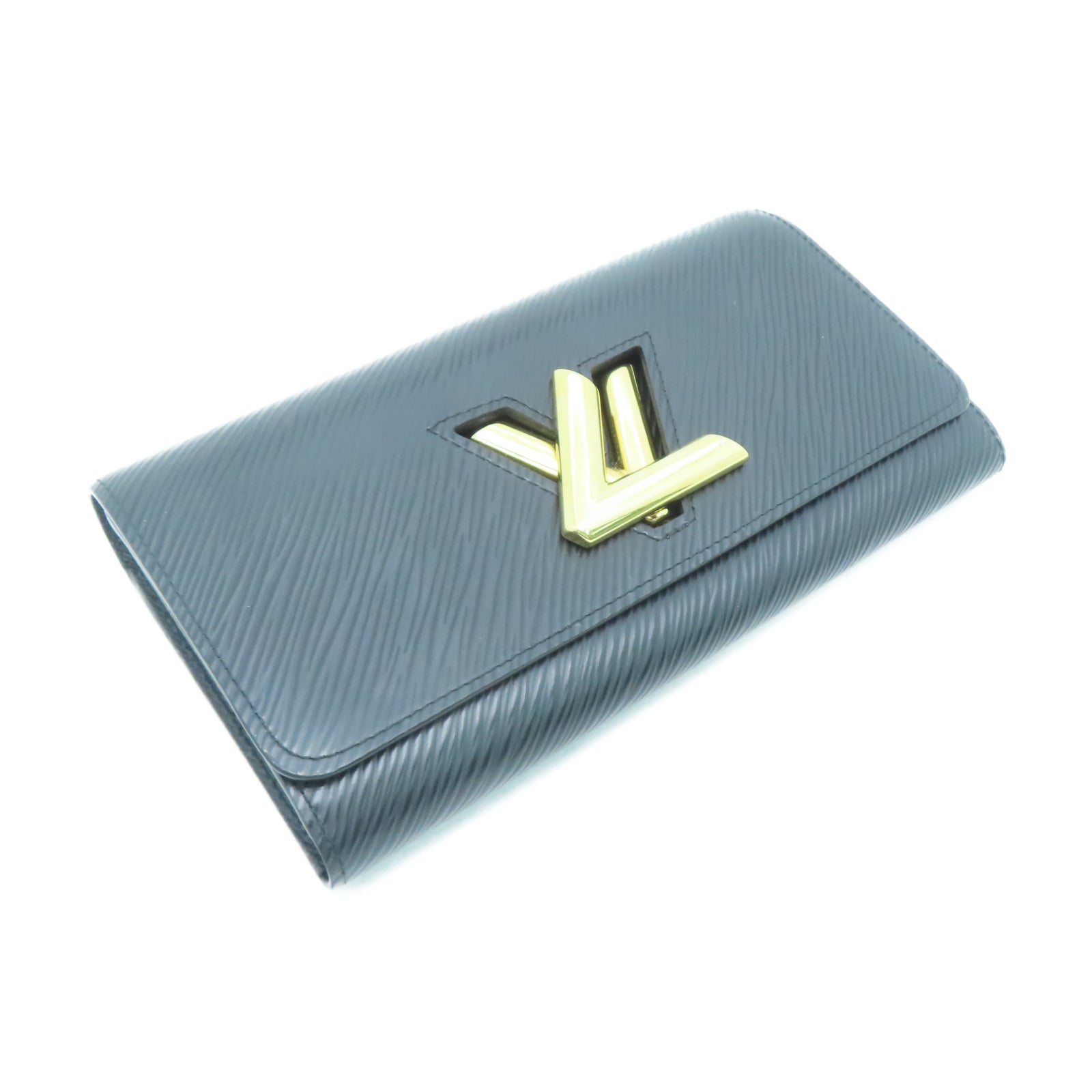 LOUIS VUITTON Epi皮革Twist Wallet金扣长钱包黑色
